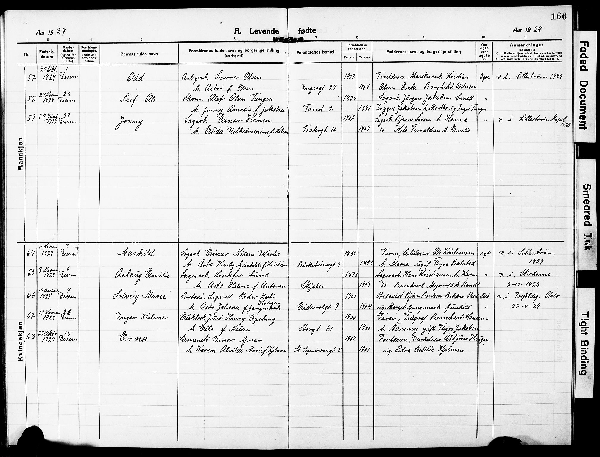 Skedsmo prestekontor Kirkebøker, SAO/A-10033a/G/Gc/L0002: Parish register (copy) no. III 2, 1917-1931, p. 166