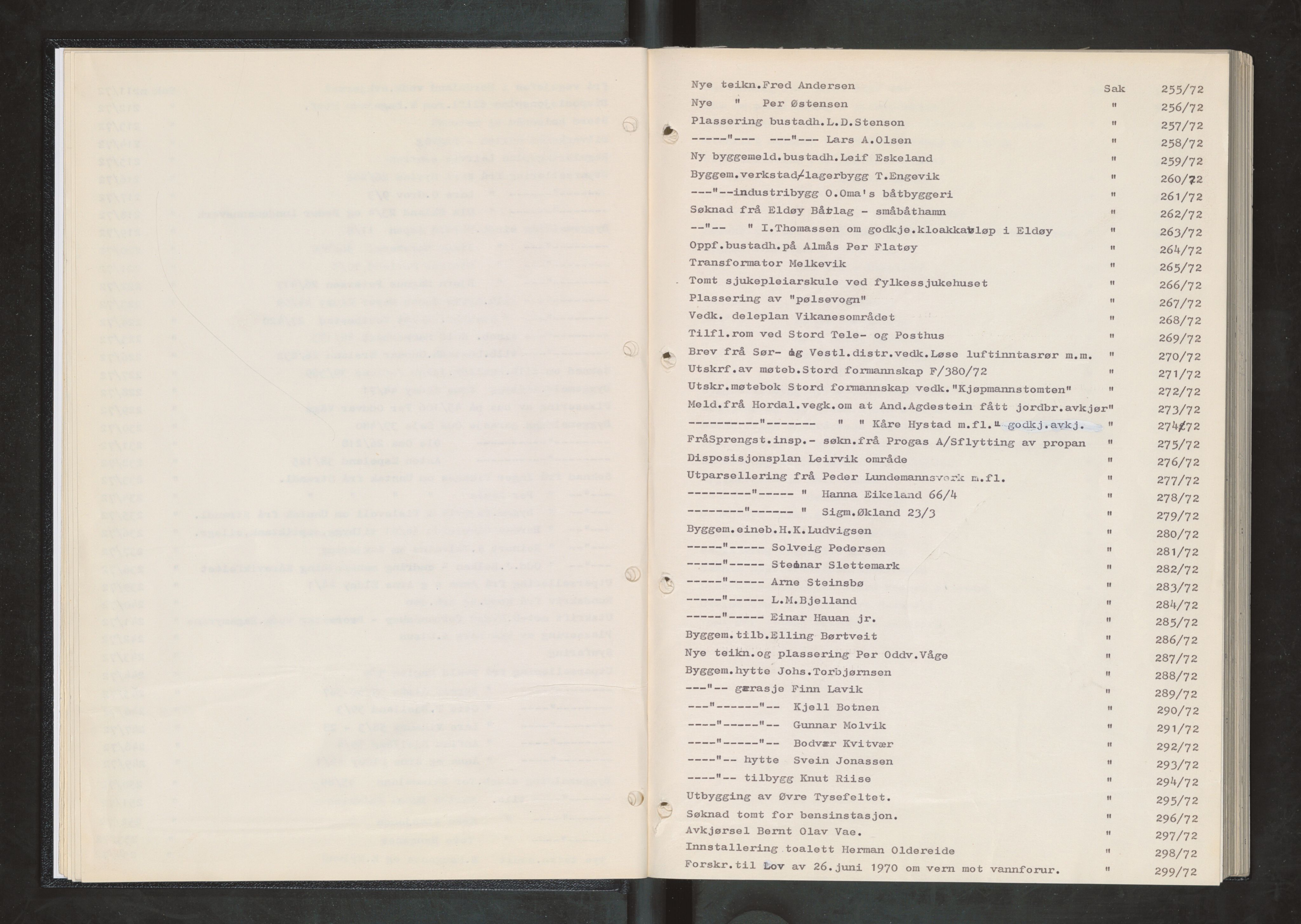 Stord kommune. Bygningsrådet, IKAH/1221-511/A/Aa/L0009: Møtebok for Stord bygningsråd, 1972