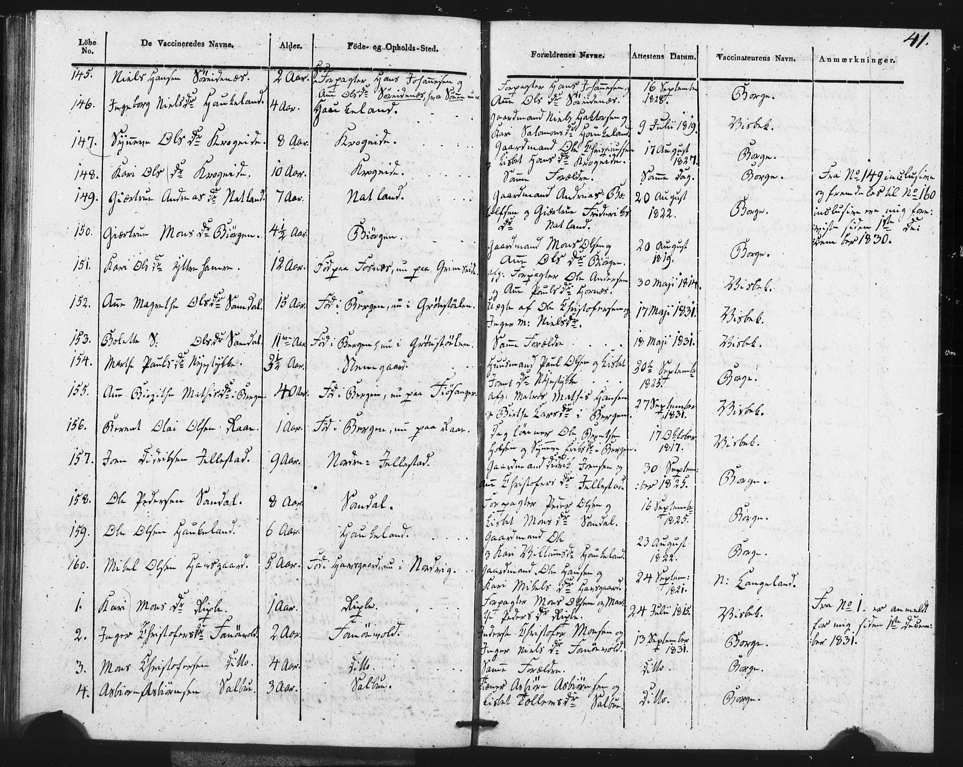 Fana Sokneprestembete, AV/SAB-A-75101/H/Haa/Haaa/L0013: Parish register (official) no. A 13, 1819-1833, p. 41