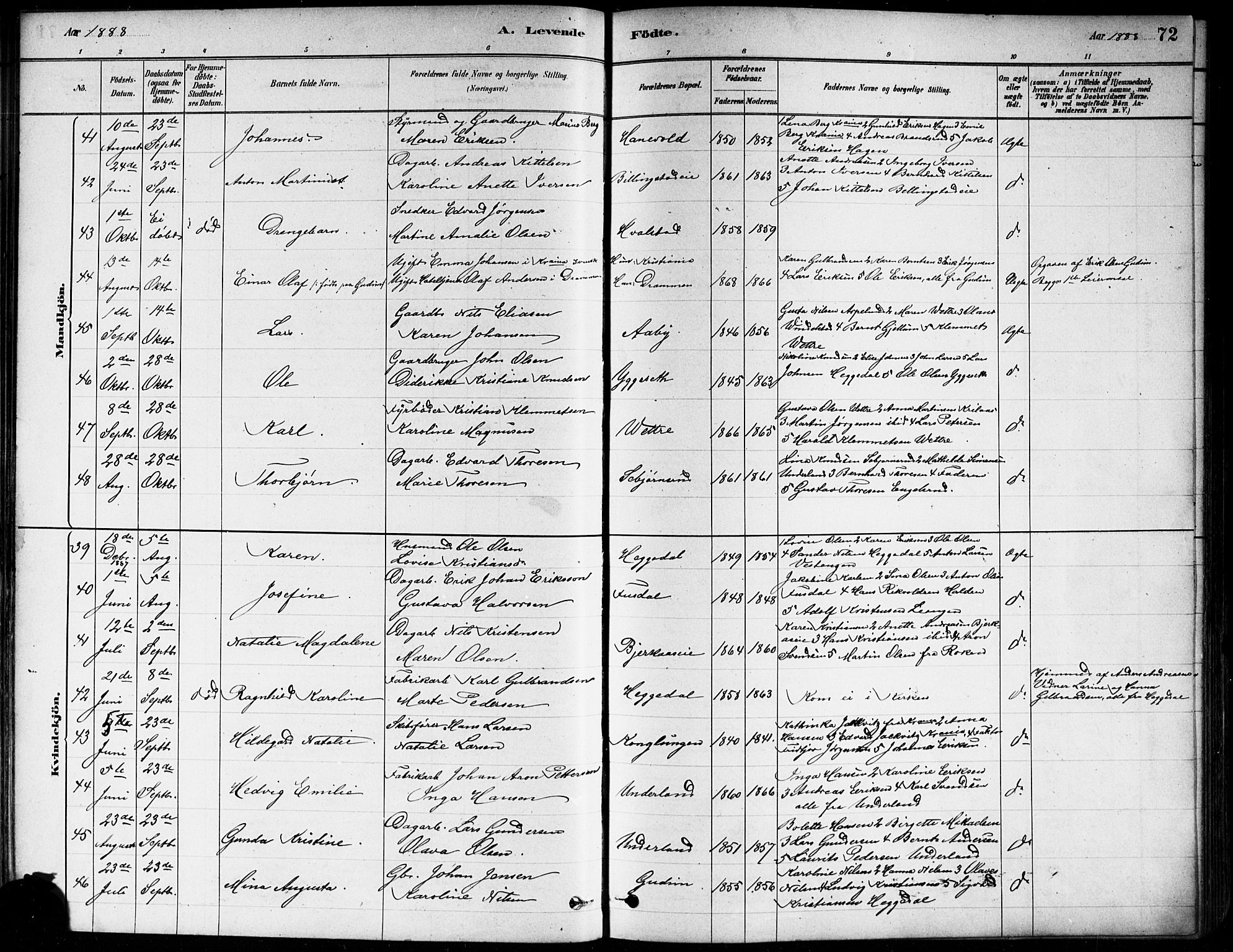 Asker prestekontor Kirkebøker, SAO/A-10256a/F/Fa/L0013: Parish register (official) no. I 13, 1879-1896, p. 72