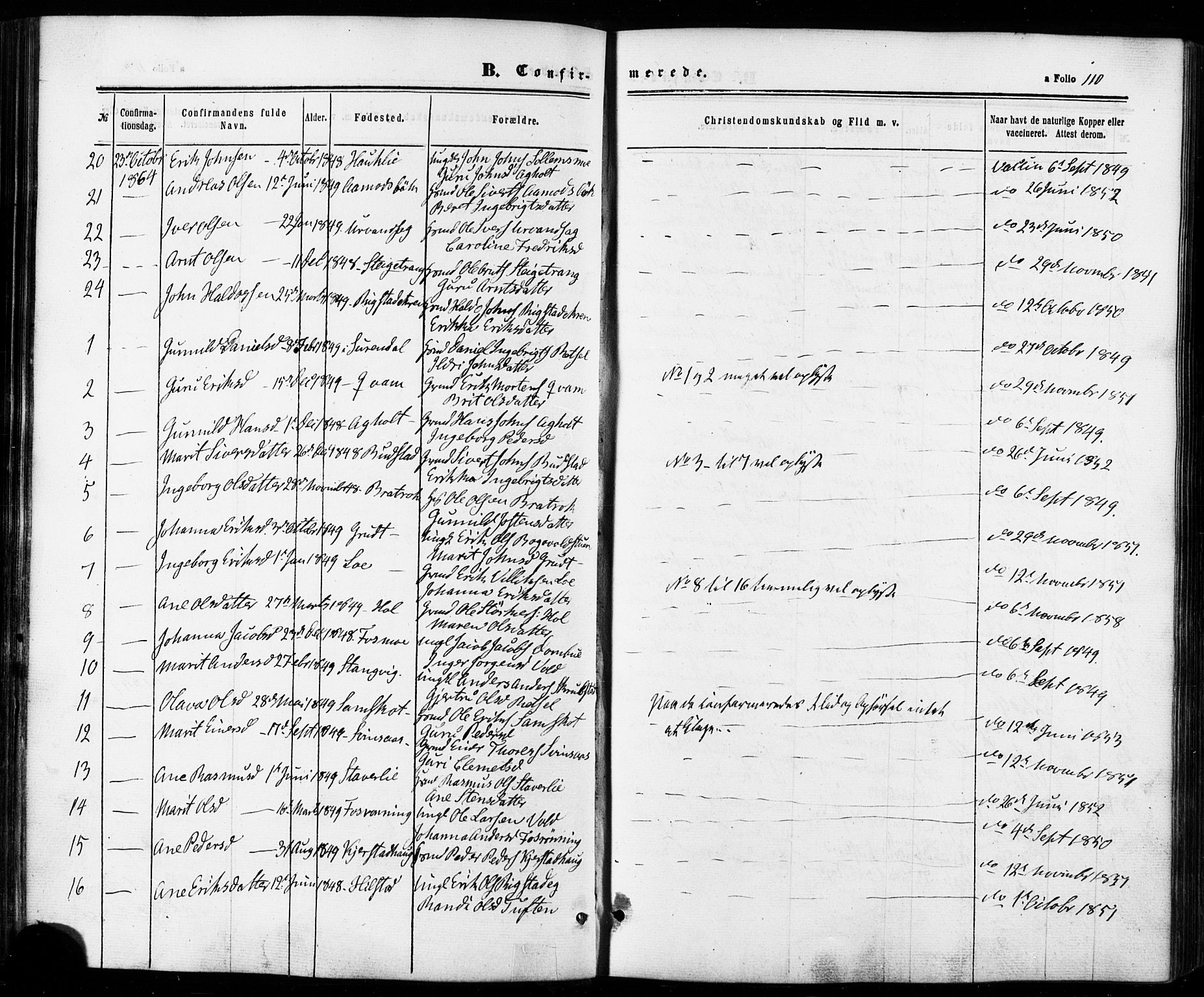 Ministerialprotokoller, klokkerbøker og fødselsregistre - Sør-Trøndelag, AV/SAT-A-1456/672/L0856: Parish register (official) no. 672A08, 1861-1881, p. 110