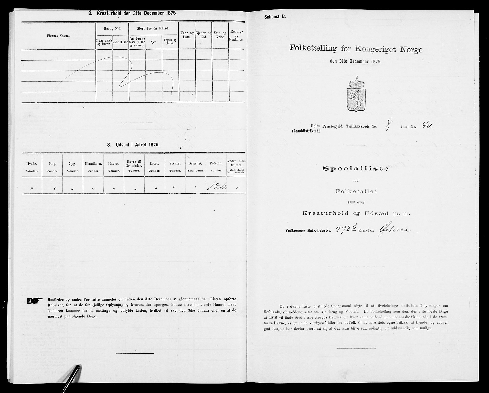 SAK, 1875 census for 0914L Holt/Holt, 1875, p. 1040