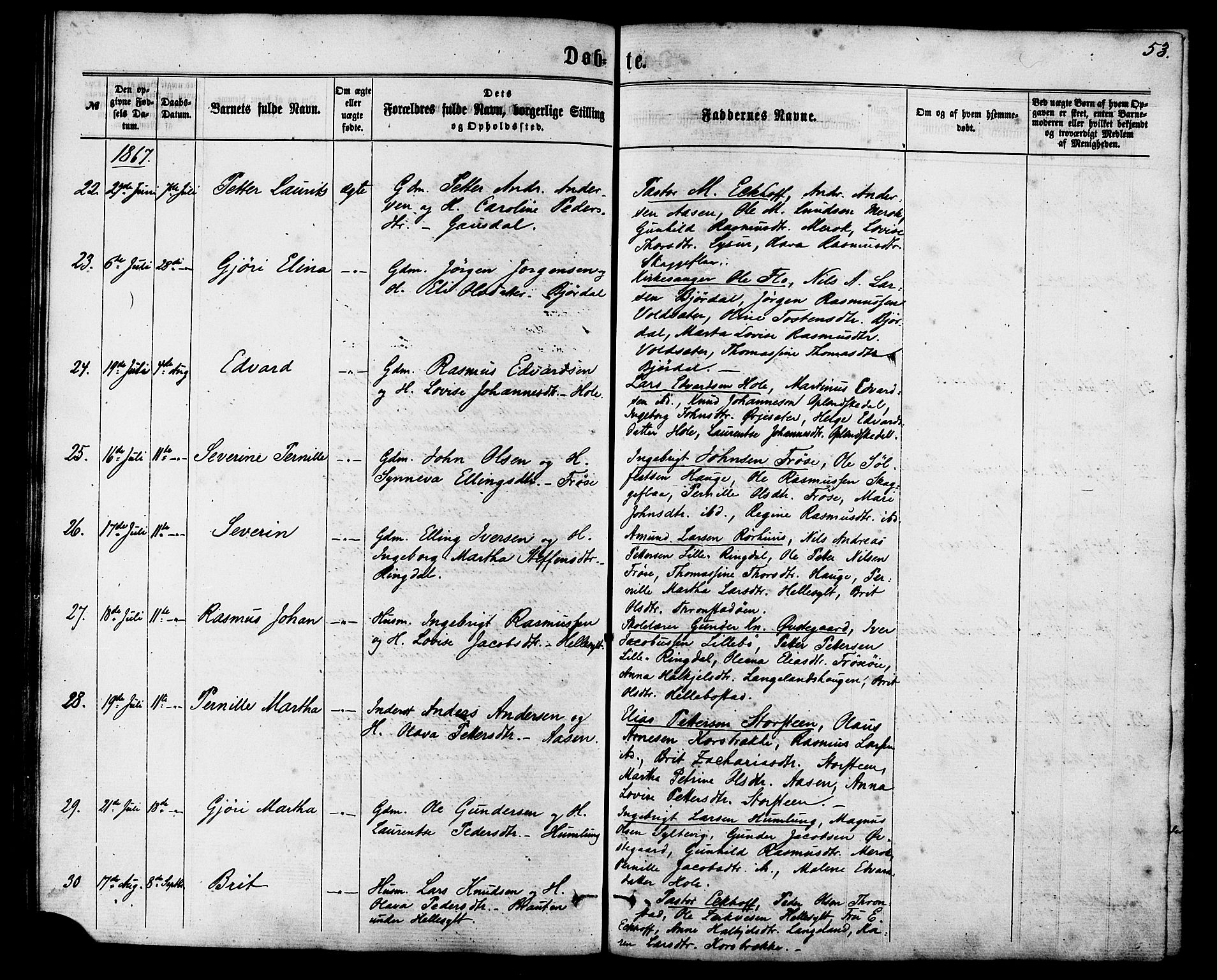 Ministerialprotokoller, klokkerbøker og fødselsregistre - Møre og Romsdal, AV/SAT-A-1454/517/L0226: Parish register (official) no. 517A06, 1862-1881, p. 53