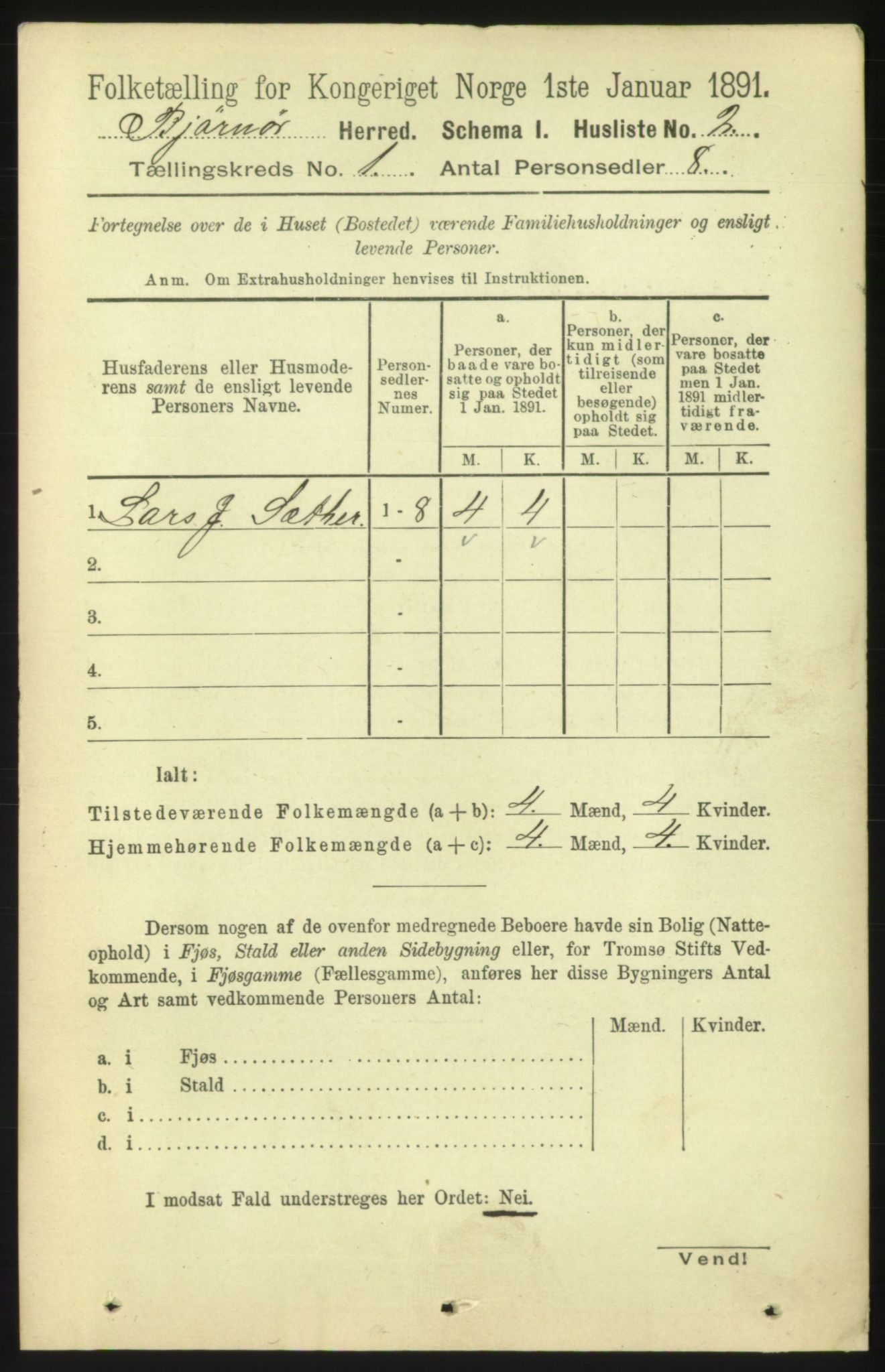 RA, 1891 census for 1632 Bjørnør, 1891, p. 43
