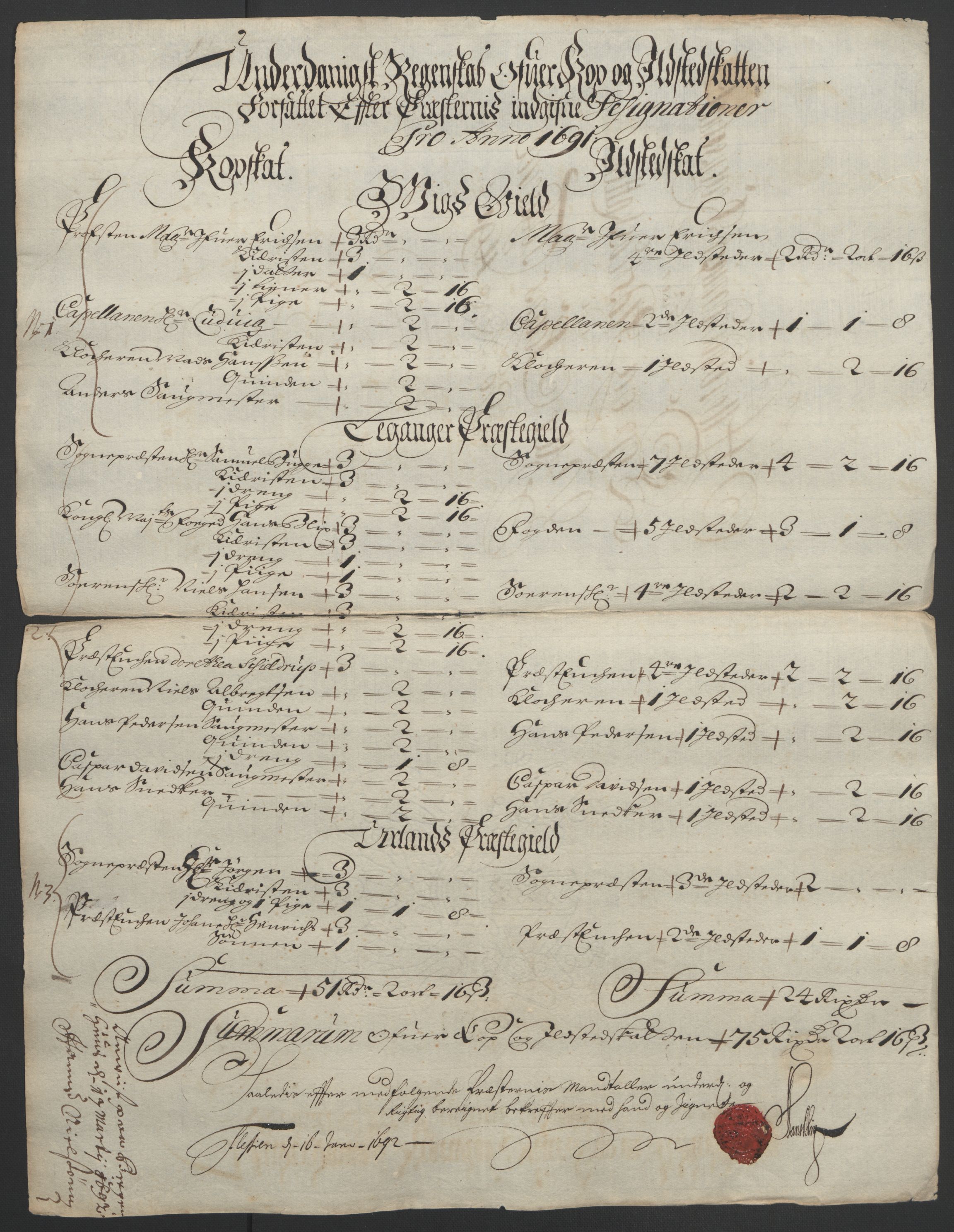 Rentekammeret inntil 1814, Reviderte regnskaper, Fogderegnskap, RA/EA-4092/R52/L3306: Fogderegnskap Sogn, 1691-1692, p. 85