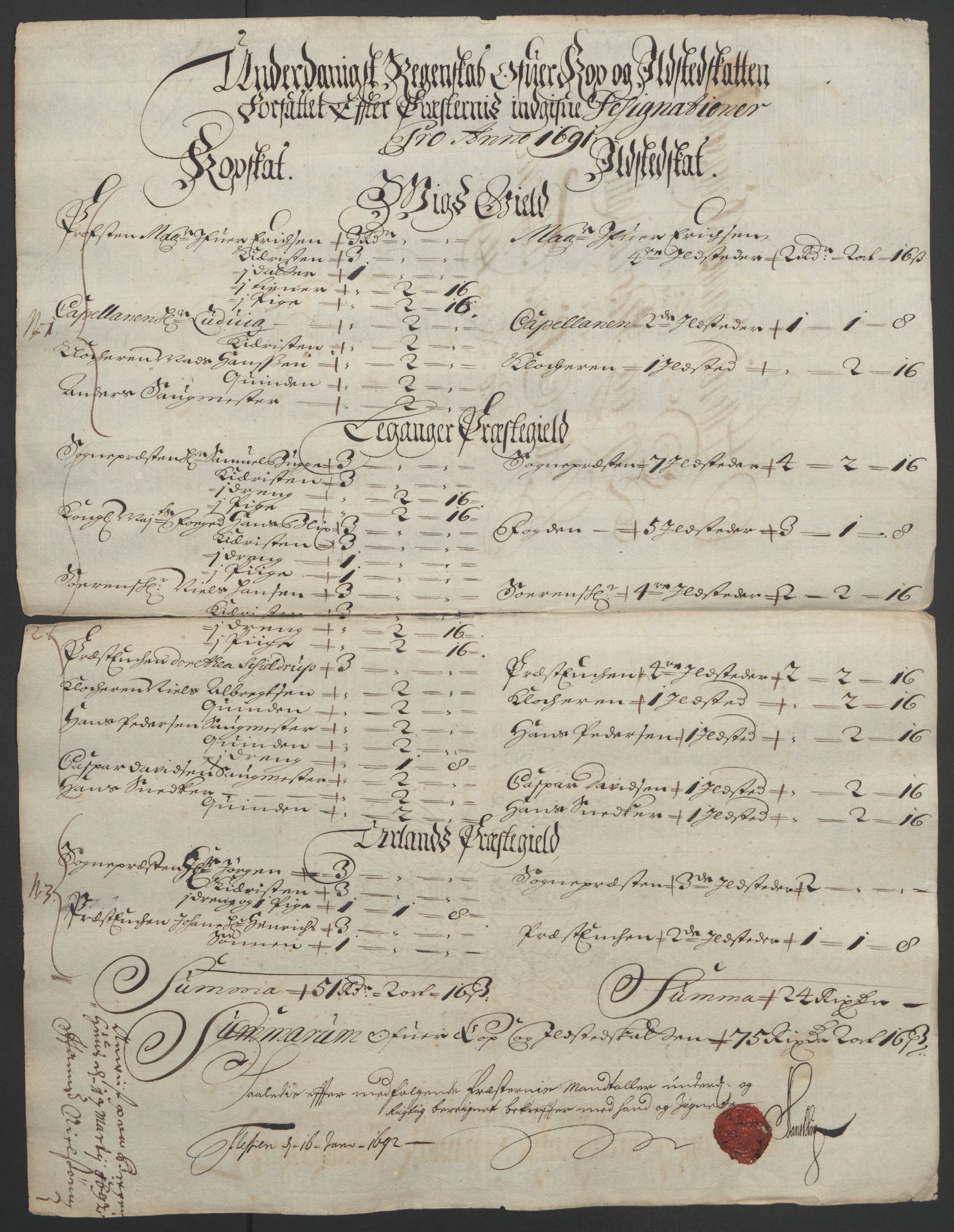 Rentekammeret inntil 1814, Reviderte regnskaper, Fogderegnskap, AV/RA-EA-4092/R52/L3306: Fogderegnskap Sogn, 1691-1692, p. 85