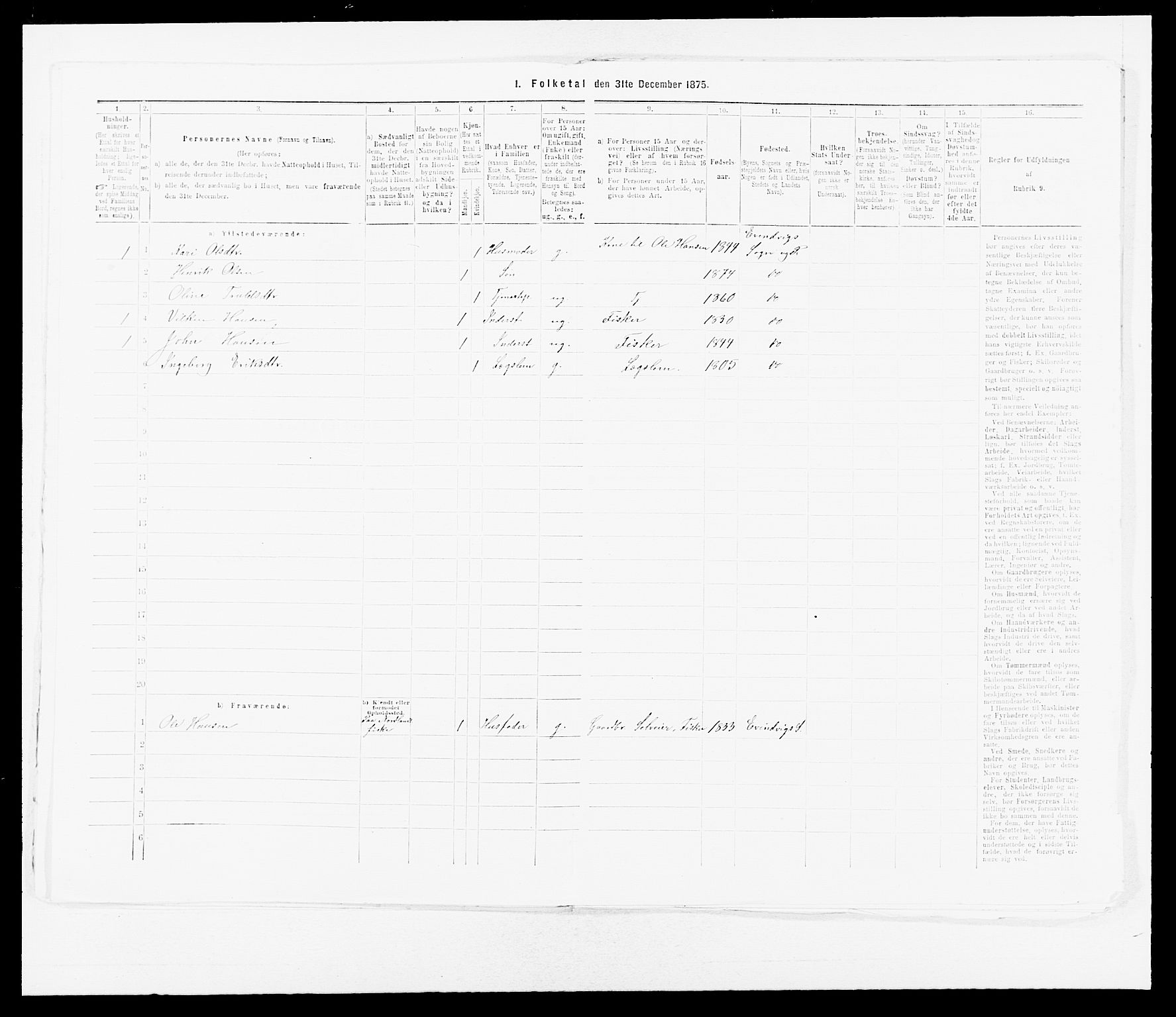 SAB, 1875 census for 1411P Eivindvik, 1875, p. 710