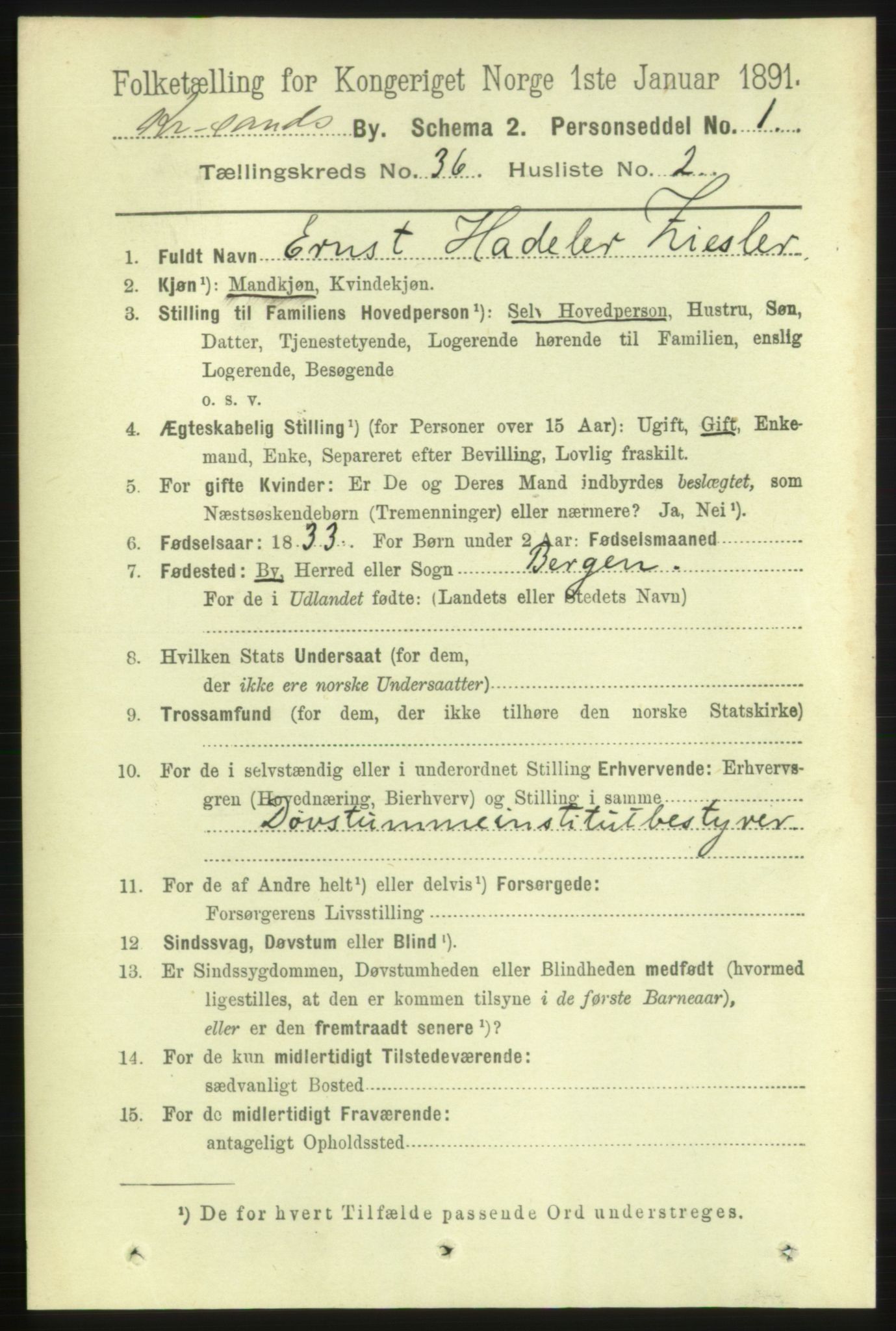 RA, 1891 census for 1001 Kristiansand, 1891, p. 11224