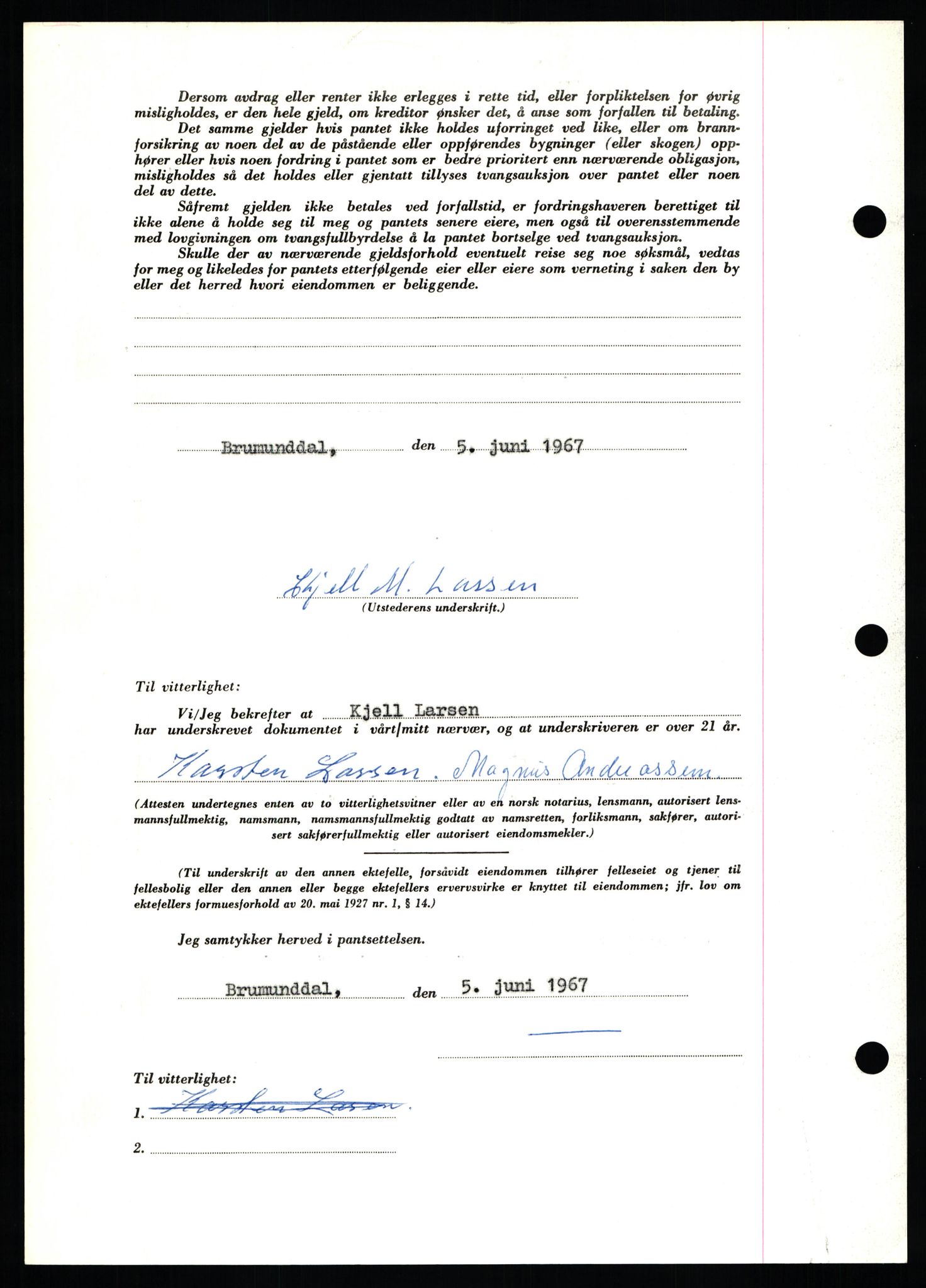 Nord-Hedmark sorenskriveri, SAH/TING-012/H/Hb/Hbf/L0071: Mortgage book no. B71, 1967-1967, Diary no: : 2907/1967