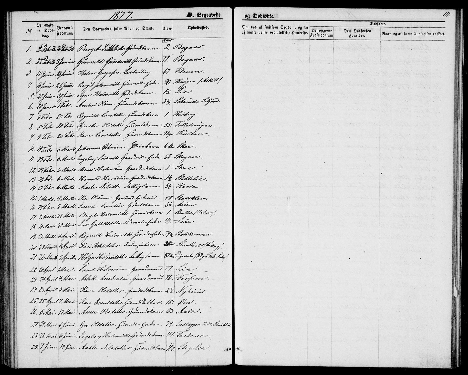 Bø kirkebøker, AV/SAKO-A-257/G/Ga/L0004: Parish register (copy) no. 4, 1876-1882, p. 111