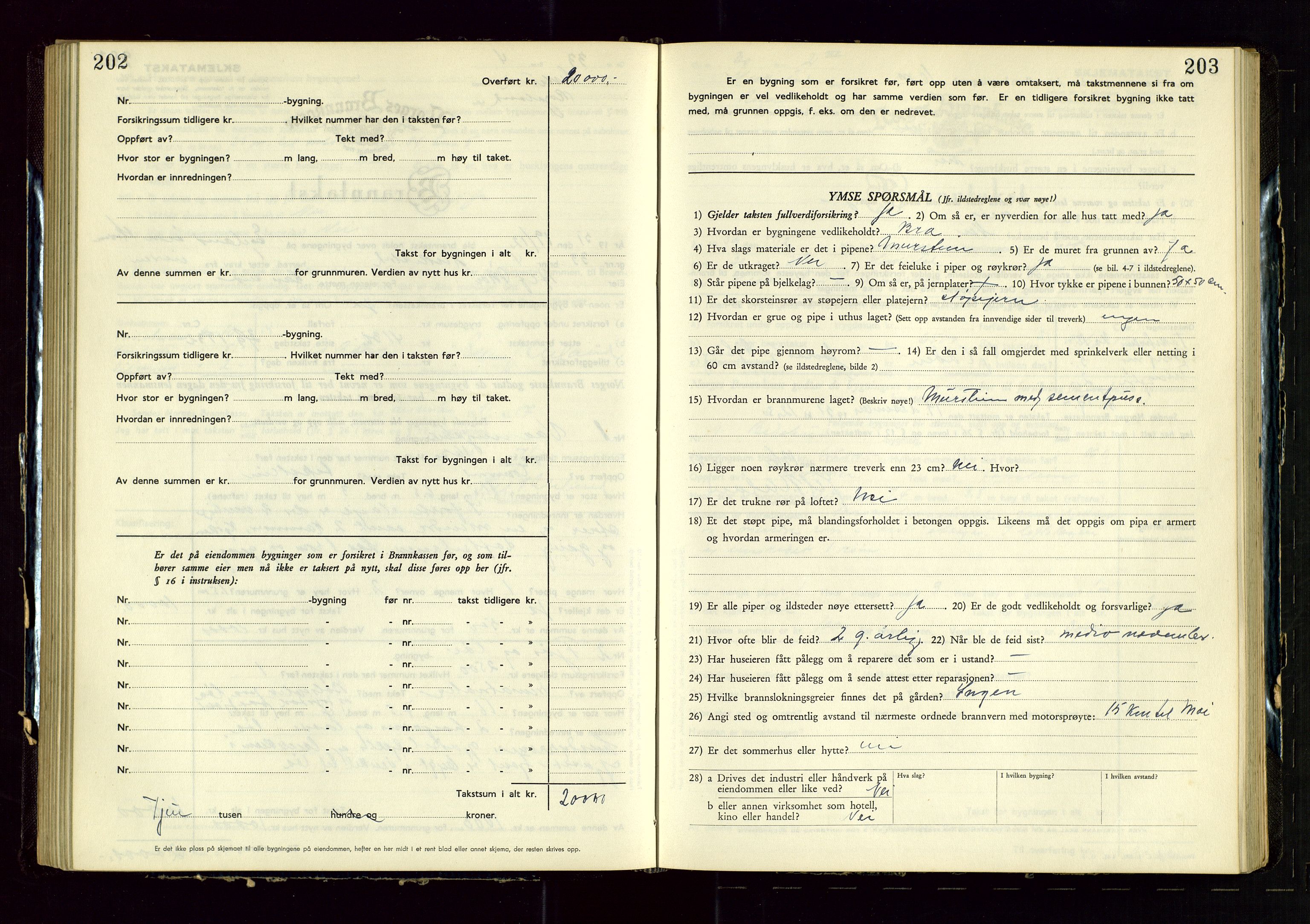 Heskestad lensmannskontor, SAST/A-100304/Gob/L0005: "Brandtakstprotokoll", 1946-1955, p. 202-203