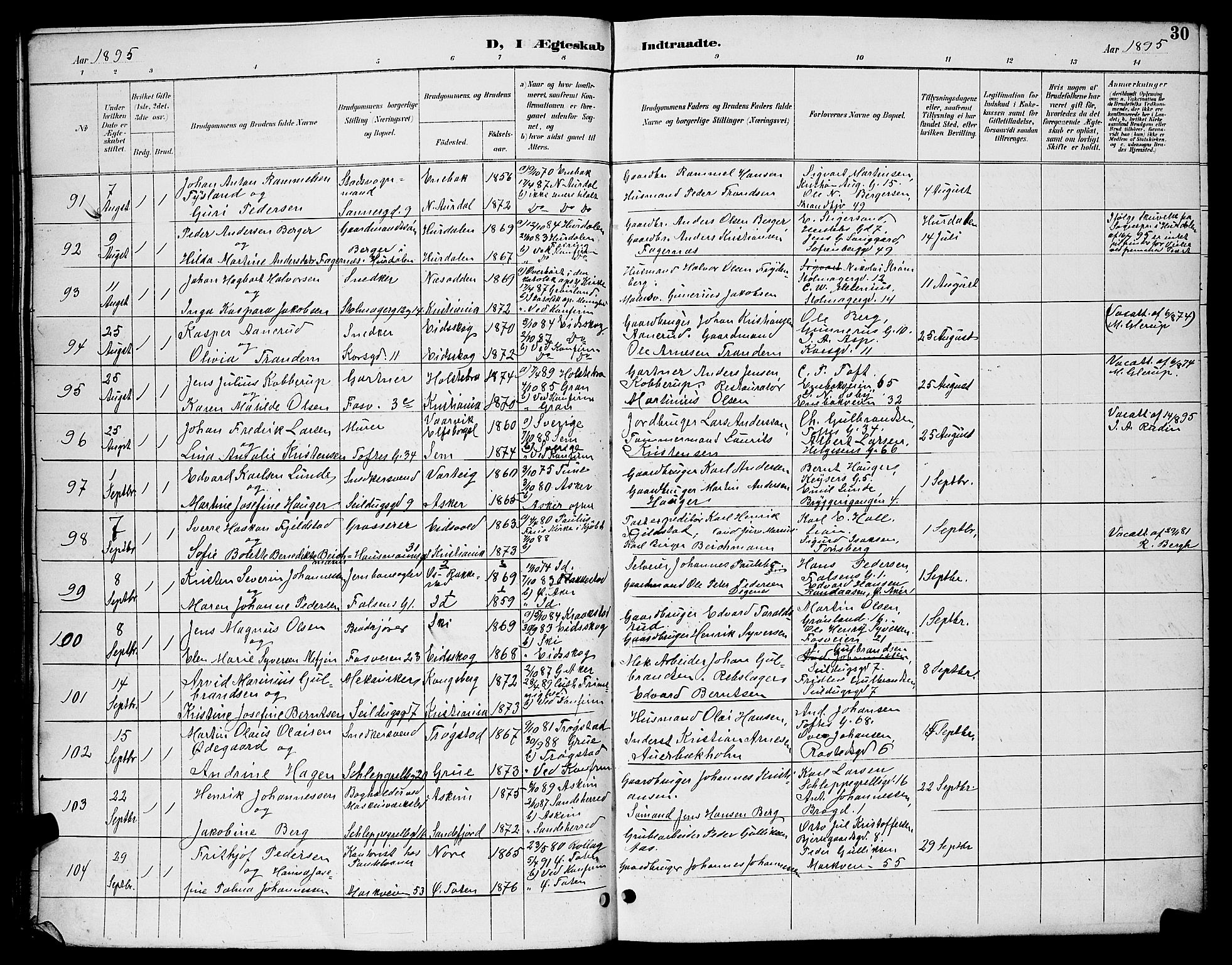Paulus prestekontor Kirkebøker, AV/SAO-A-10871/G/Ga/L0006: Parish register (copy) no. 6, 1893-1898, p. 30