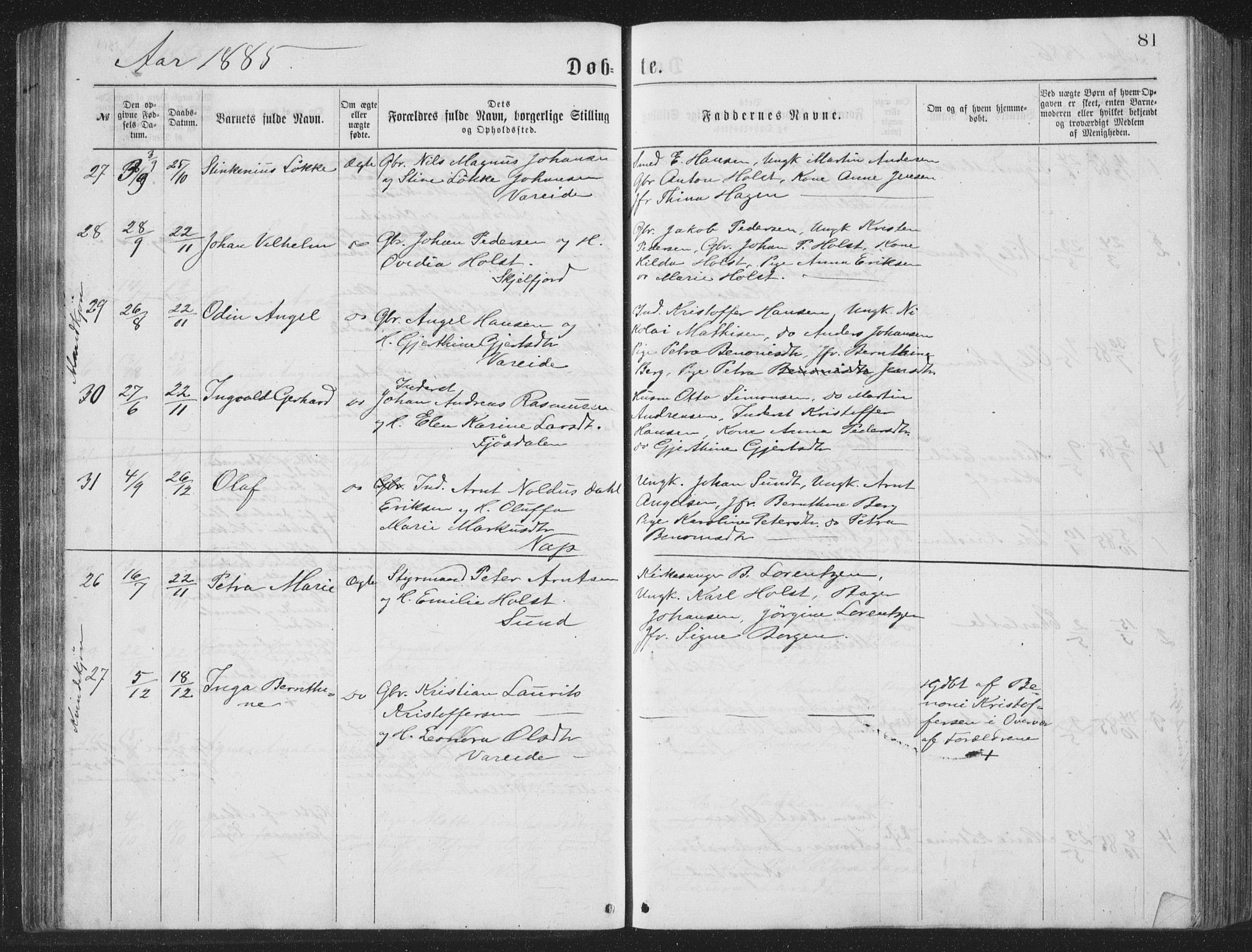 Ministerialprotokoller, klokkerbøker og fødselsregistre - Nordland, AV/SAT-A-1459/885/L1213: Parish register (copy) no. 885C02, 1874-1892, p. 81