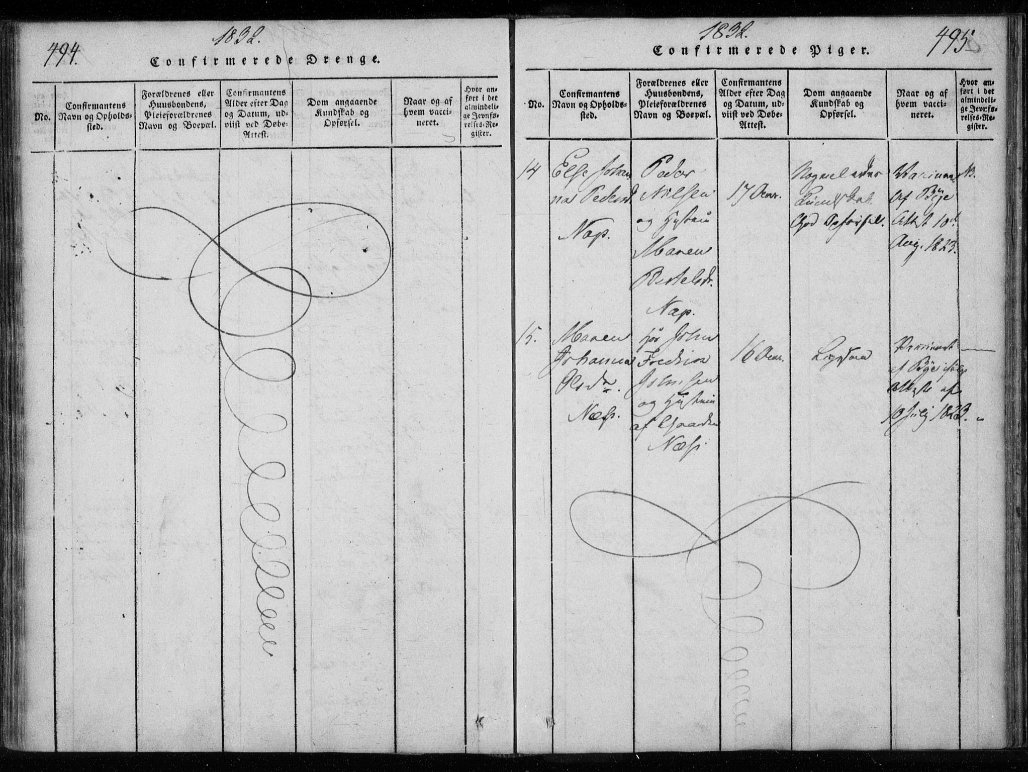 Ministerialprotokoller, klokkerbøker og fødselsregistre - Nordland, AV/SAT-A-1459/885/L1201: Parish register (official) no. 885A02, 1820-1837, p. 494-495