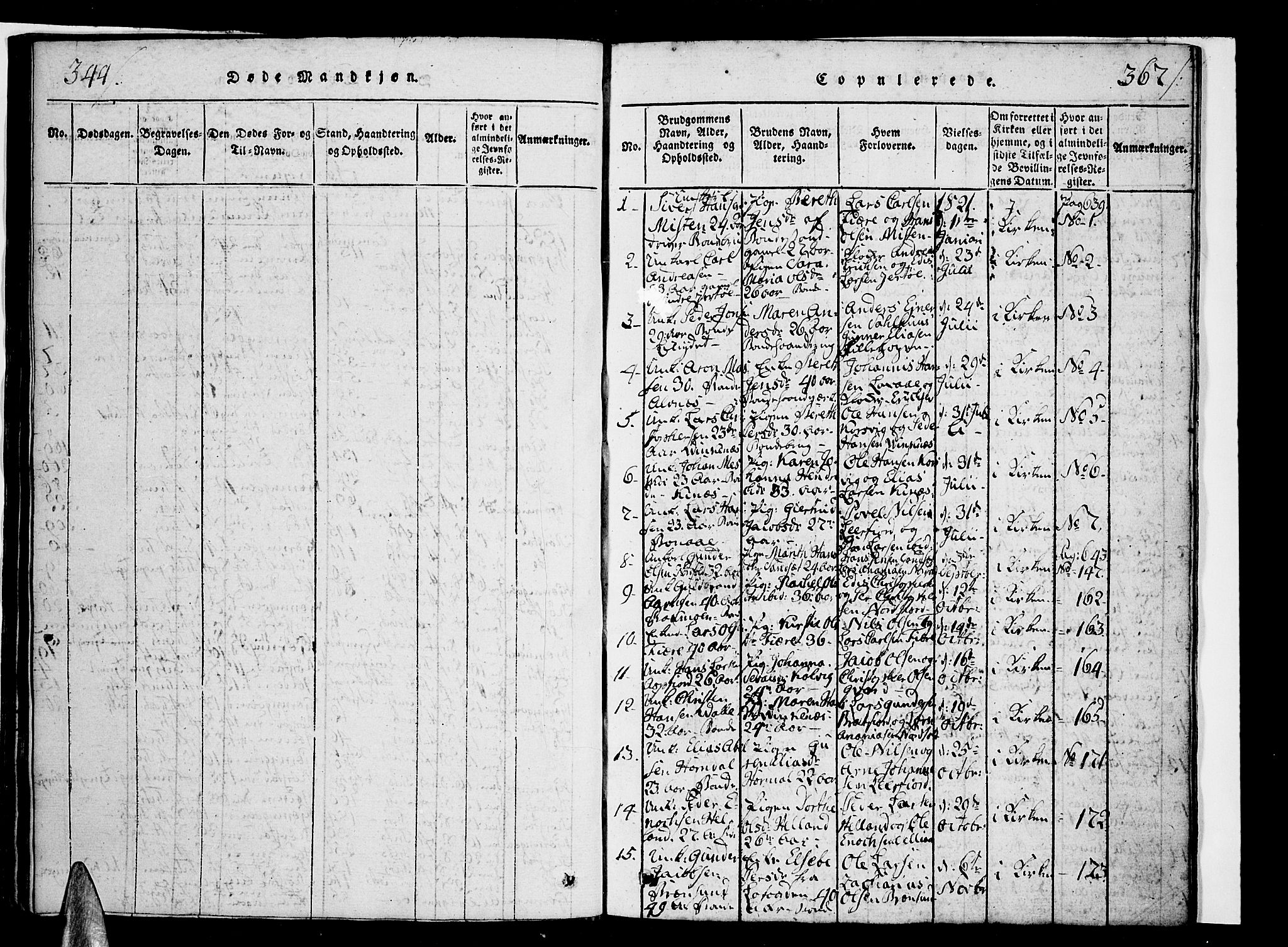 Ministerialprotokoller, klokkerbøker og fødselsregistre - Nordland, AV/SAT-A-1459/853/L0768: Parish register (official) no. 853A07, 1821-1836, p. 344-367