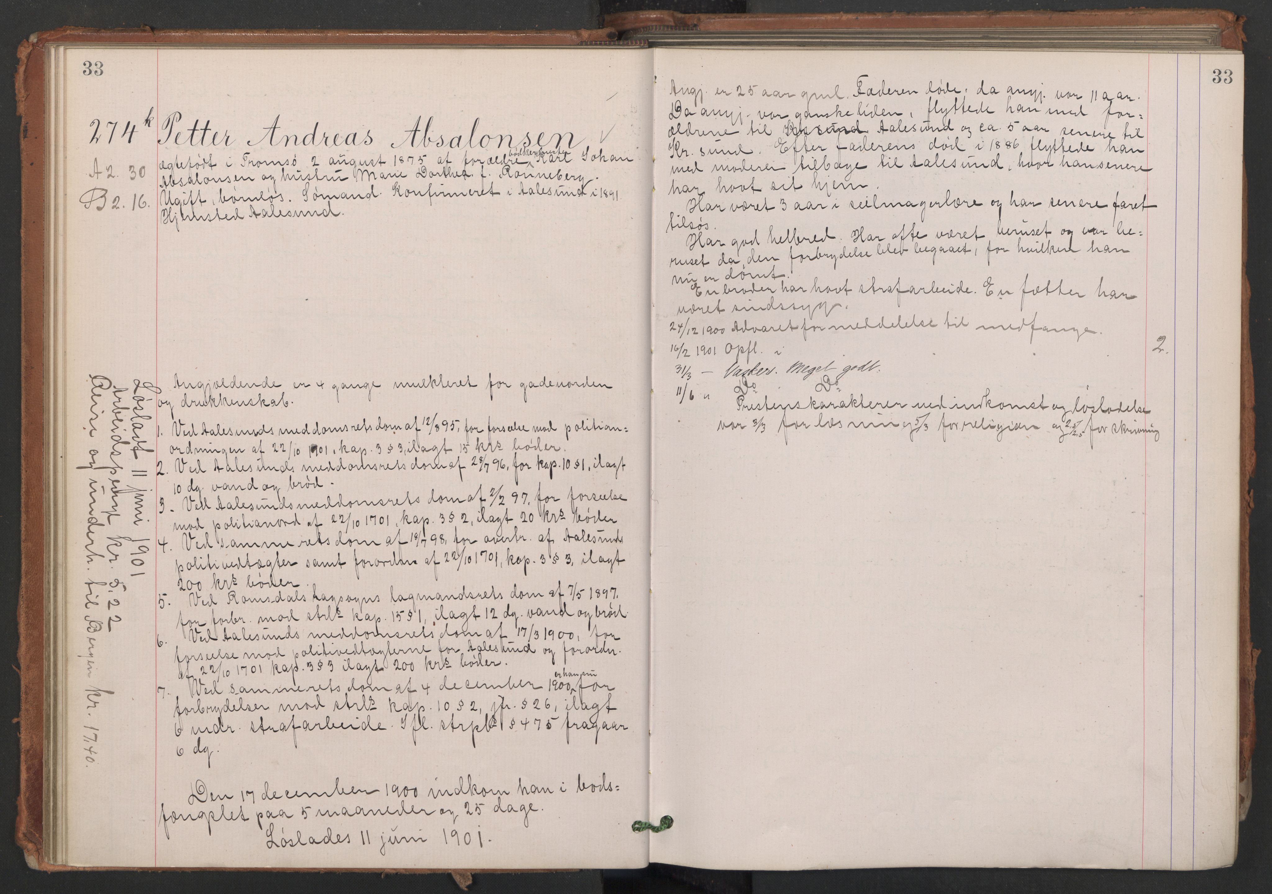 Botsfengslet, AV/RA-S-1539/D/Db/Dbb/L0035: 242k - 530k, 1900-1901, p. 33