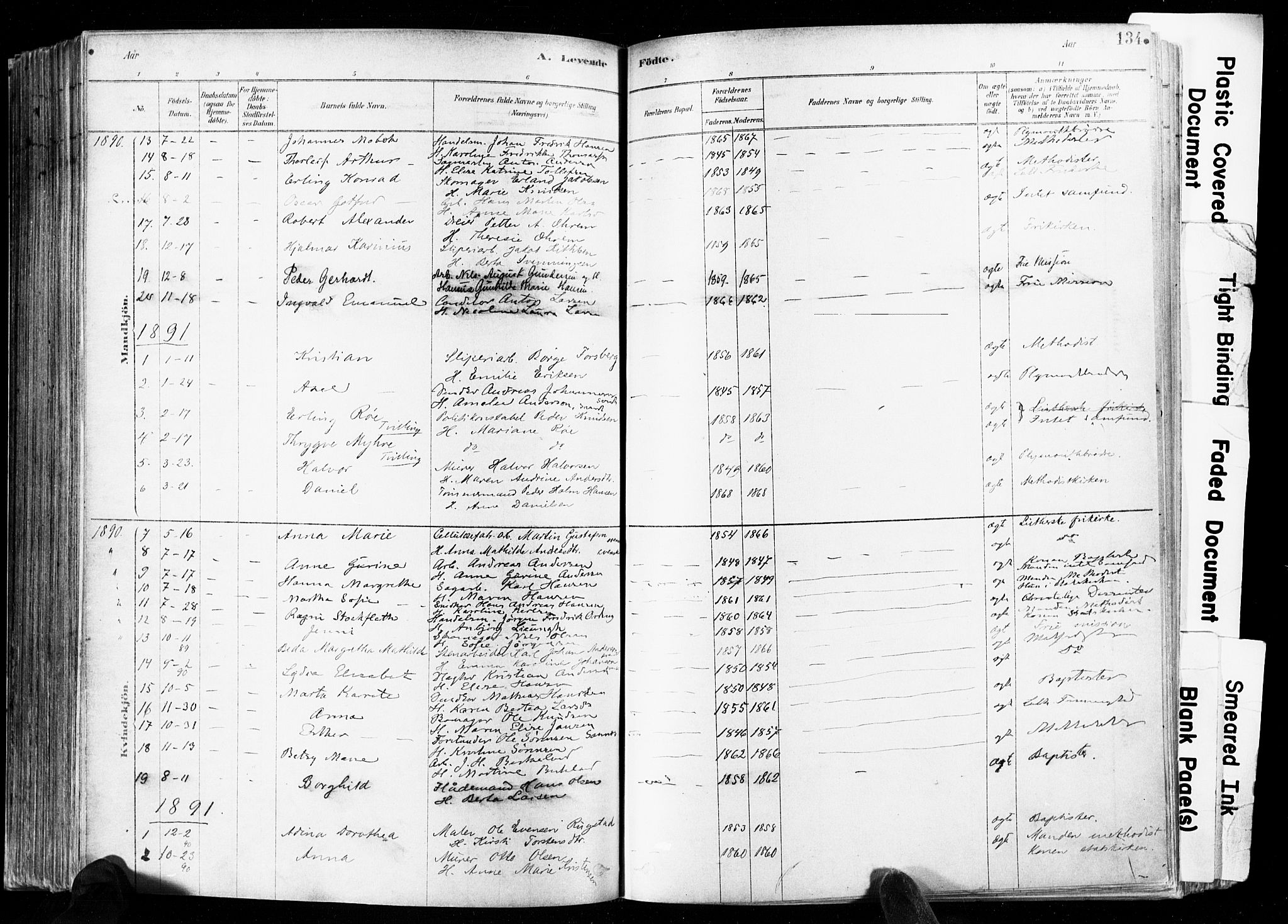 Skien kirkebøker, SAKO/A-302/F/Fa/L0009: Parish register (official) no. 9, 1878-1890, p. 134