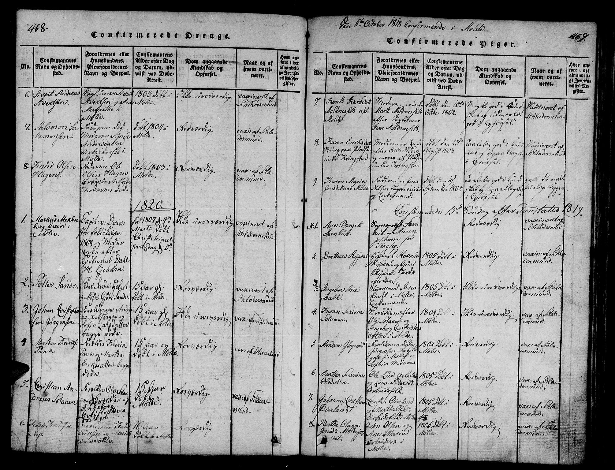 Ministerialprotokoller, klokkerbøker og fødselsregistre - Møre og Romsdal, SAT/A-1454/558/L0700: Parish register (copy) no. 558C01, 1818-1868, p. 468-469