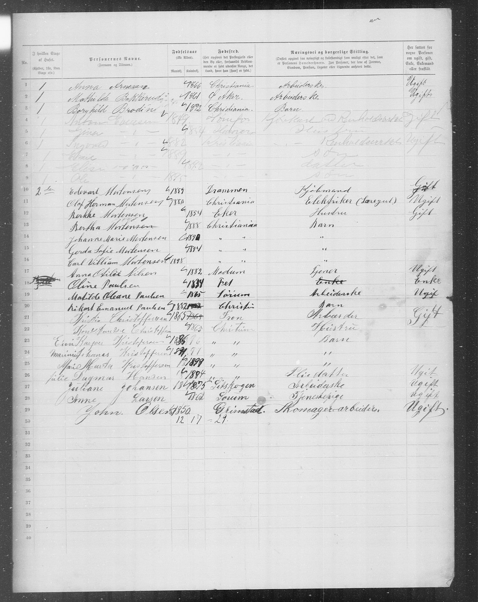 OBA, Municipal Census 1899 for Kristiania, 1899, p. 7365