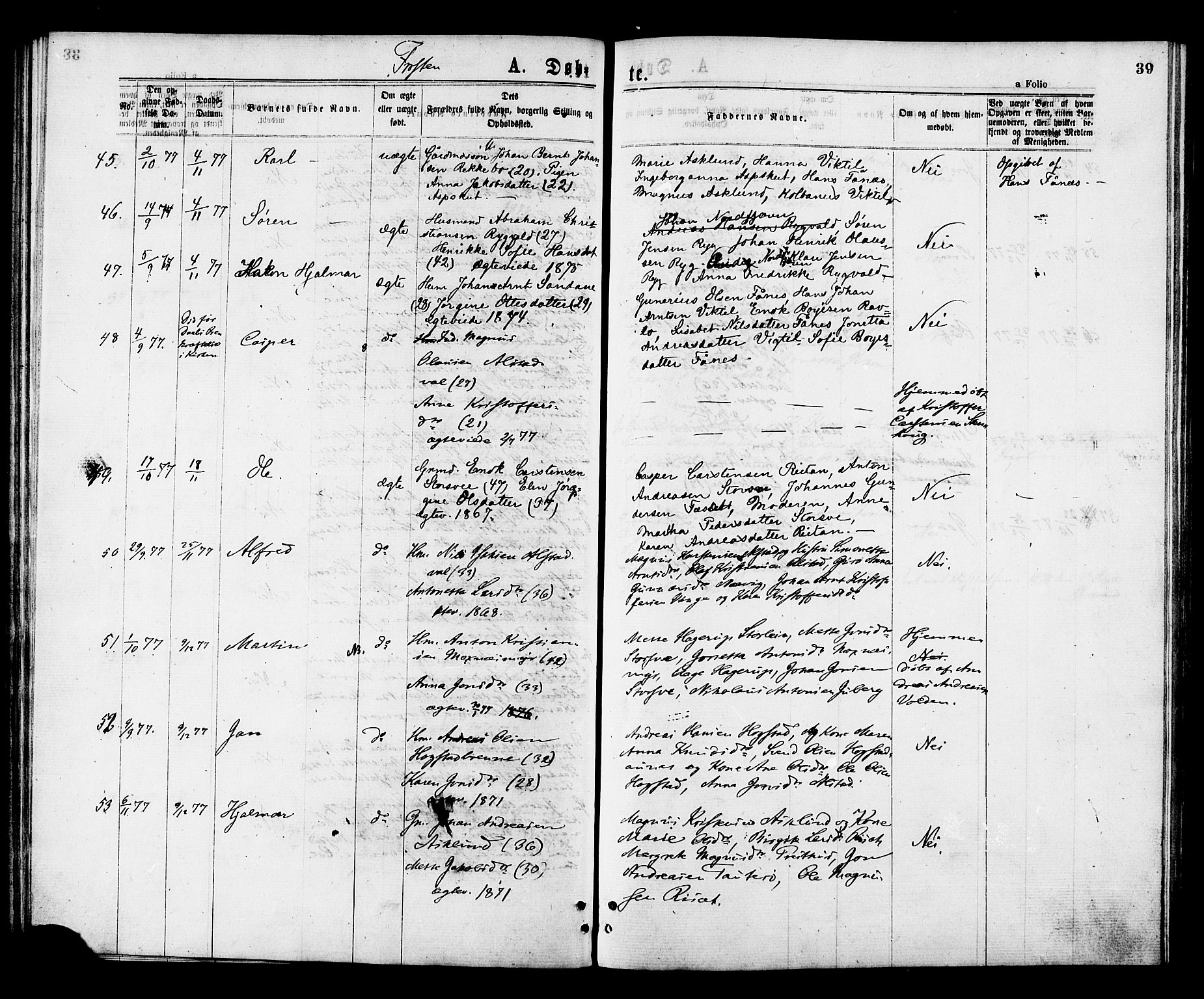 Ministerialprotokoller, klokkerbøker og fødselsregistre - Nord-Trøndelag, AV/SAT-A-1458/713/L0118: Parish register (official) no. 713A08 /1, 1875-1877, p. 39