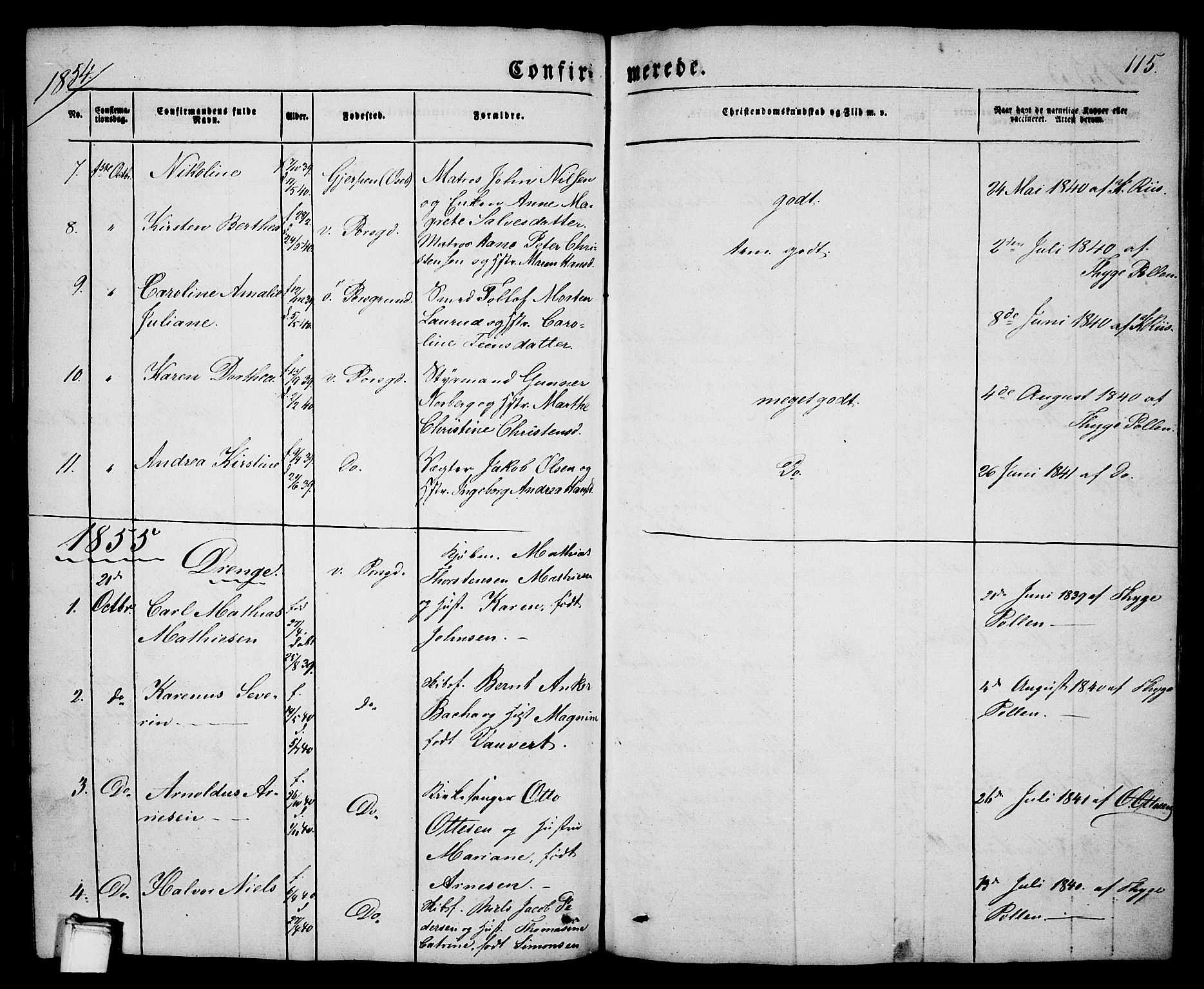 Porsgrunn kirkebøker , SAKO/A-104/G/Ga/L0002: Parish register (copy) no. I 2, 1847-1877, p. 115