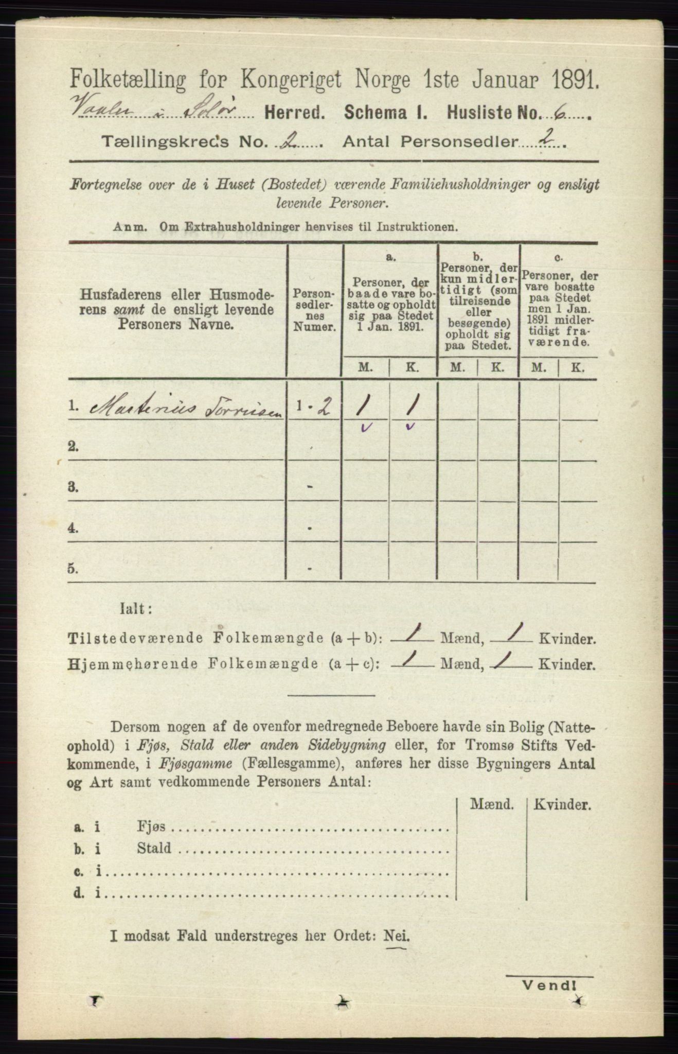 RA, 1891 census for 0426 Våler, 1891, p. 435