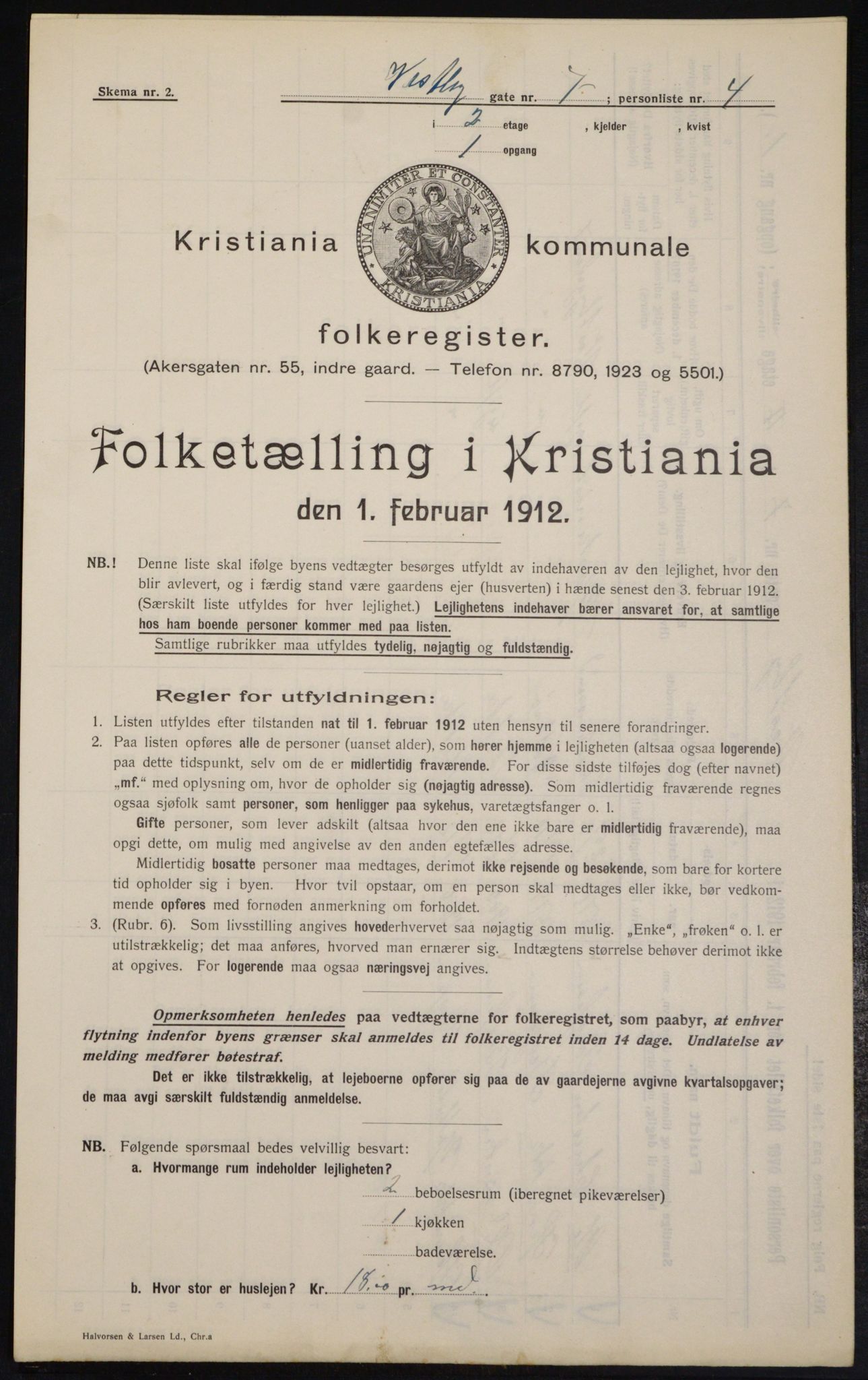 OBA, Municipal Census 1912 for Kristiania, 1912, p. 122301