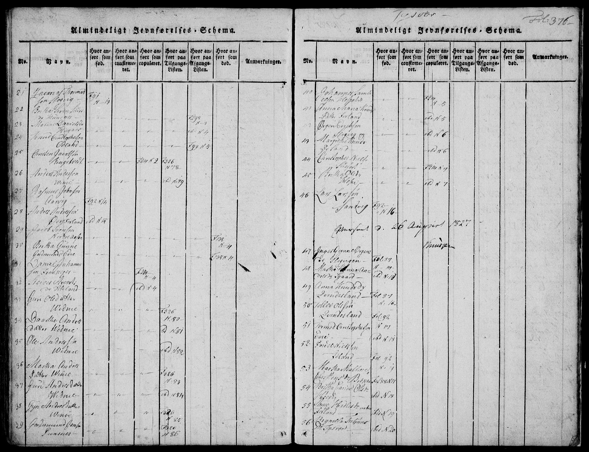 Skjold sokneprestkontor, SAST/A-101847/H/Ha/Hab/L0002: Parish register (copy) no. B 2 /1, 1815-1830, p. 376