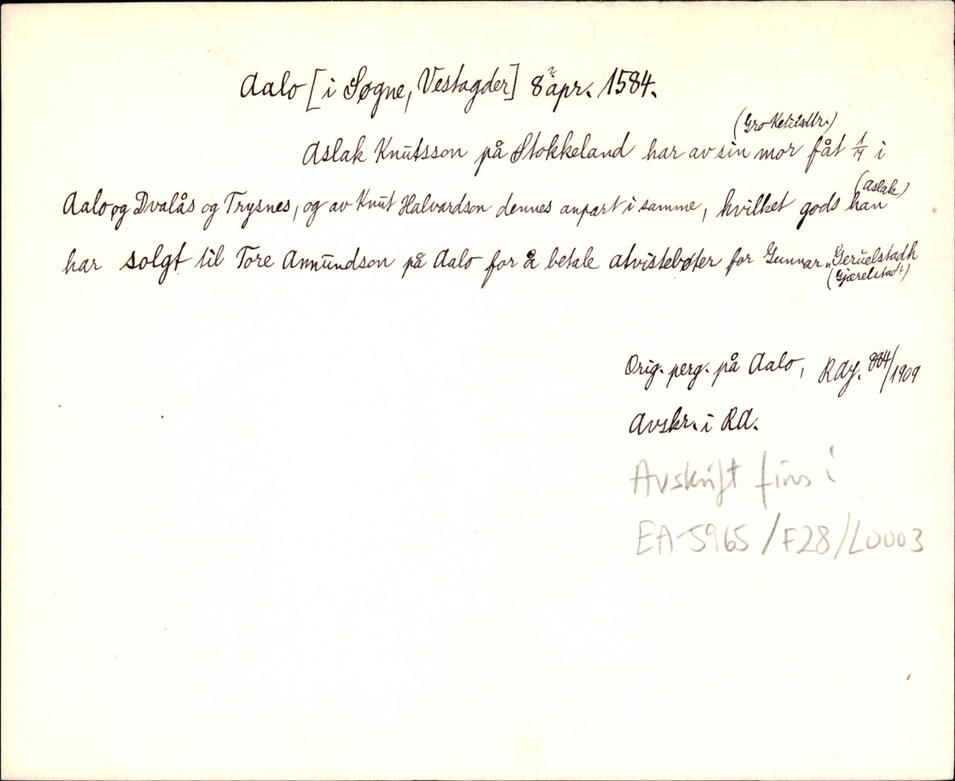 Riksarkivets diplomsamling, AV/RA-EA-5965/F35/F35d/L0001: Innlånte diplomer, seddelregister, 1316-1591, p. 537