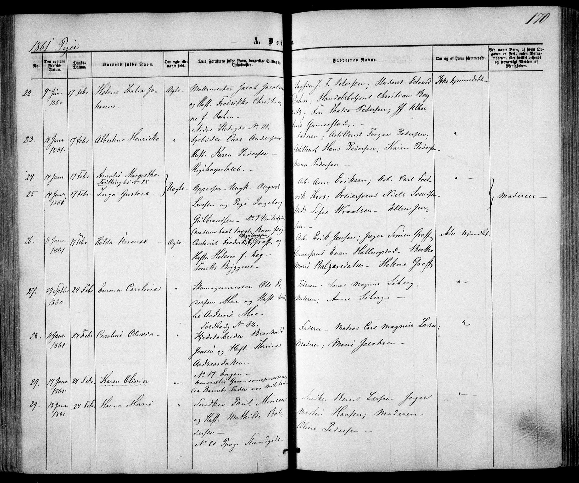 Trefoldighet prestekontor Kirkebøker, SAO/A-10882/F/Fa/L0001: Parish register (official) no. I 1, 1858-1863, p. 170