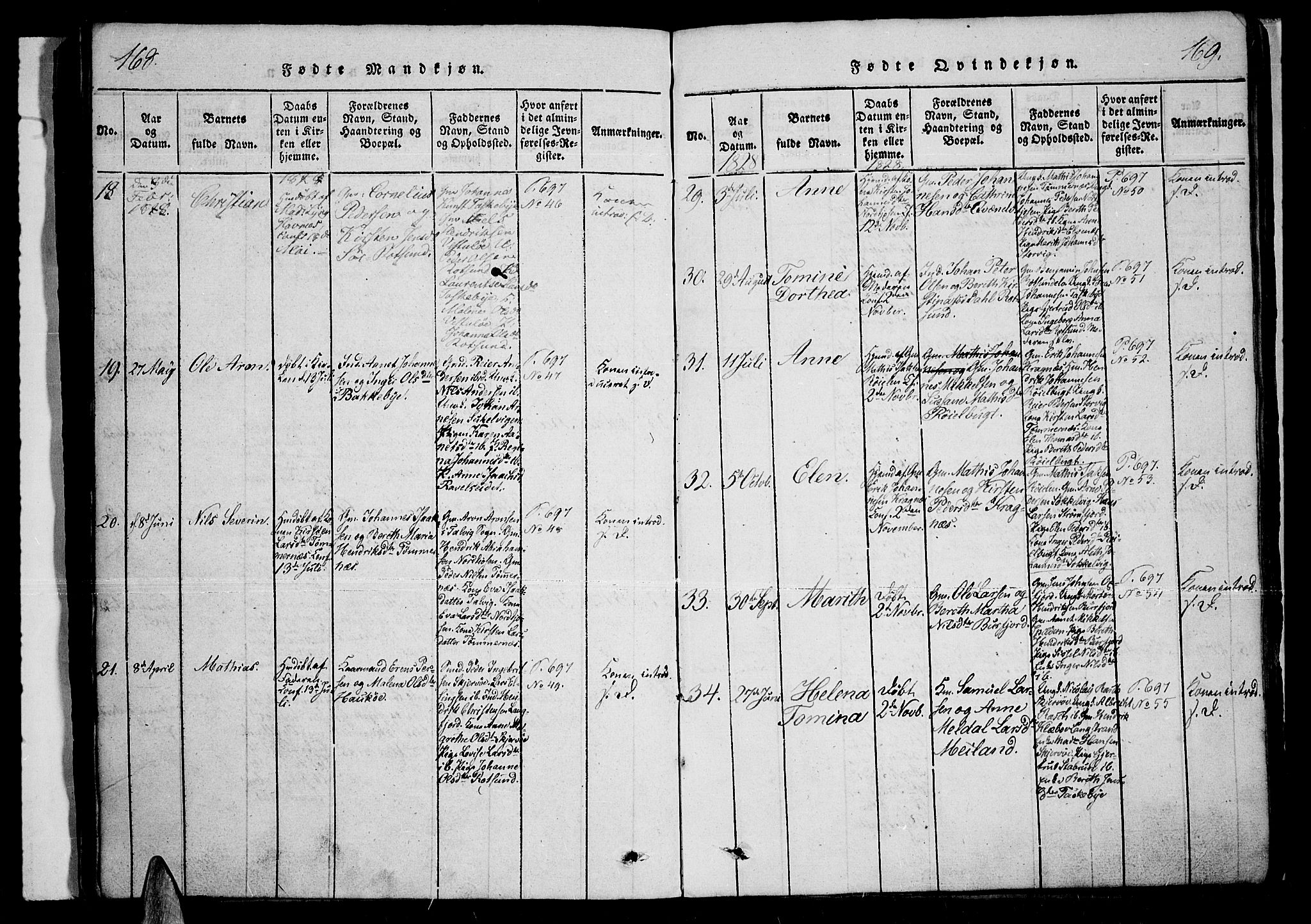 Skjervøy sokneprestkontor, SATØ/S-1300/H/Ha/Haa/L0004kirke: Parish register (official) no. 4, 1820-1838, p. 168-169