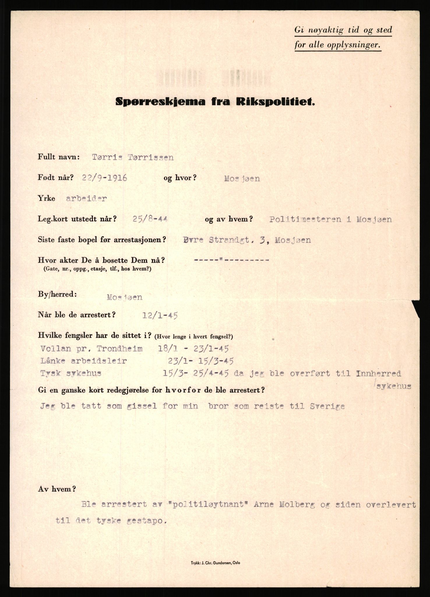Rikspolitisjefen, AV/RA-S-1560/L/L0017: Tidemann, Hermann G. - Veum, Tjostolv, 1940-1945, p. 684