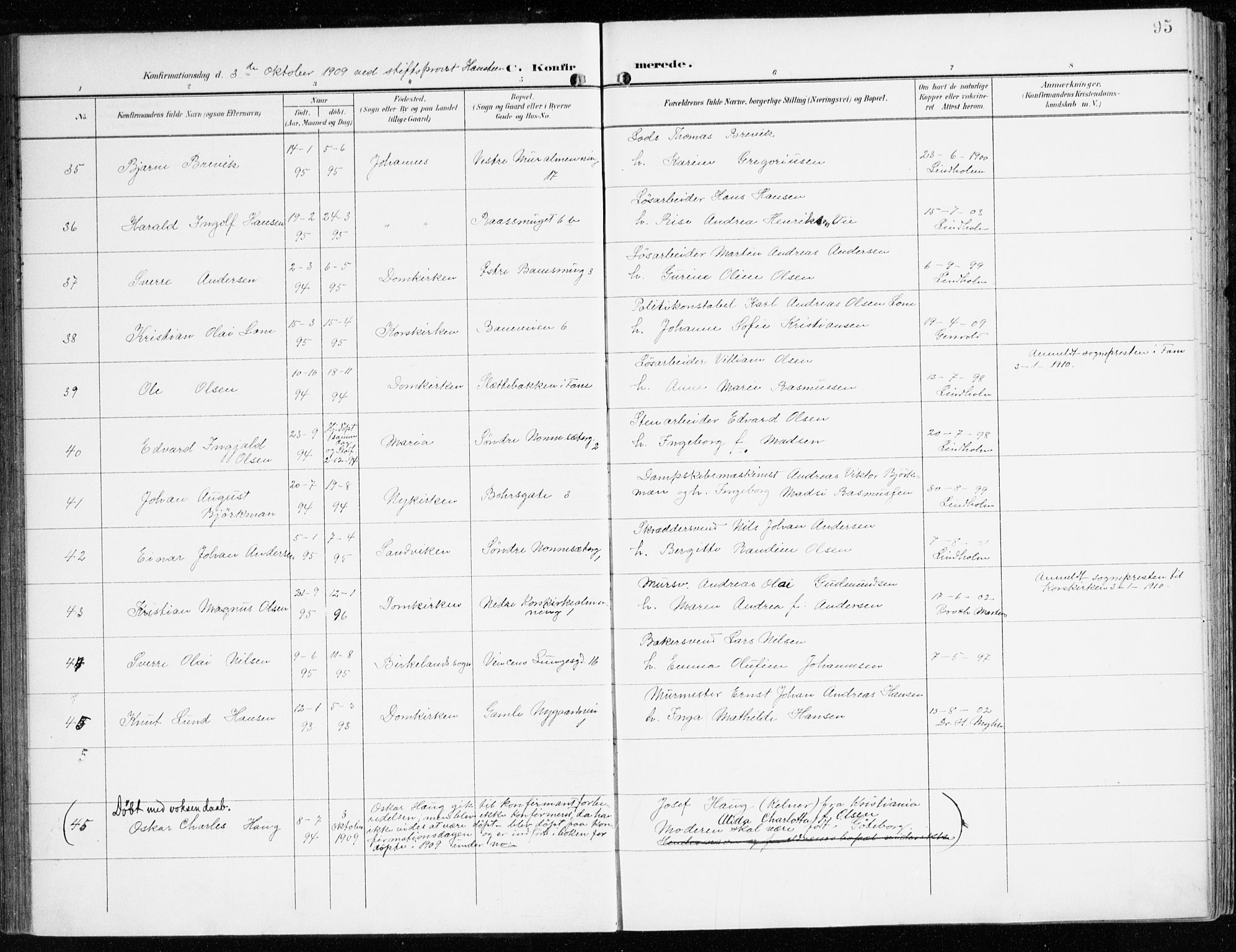 Domkirken sokneprestembete, AV/SAB-A-74801/H/Haa/L0031: Parish register (official) no. C 6, 1898-1915, p. 95