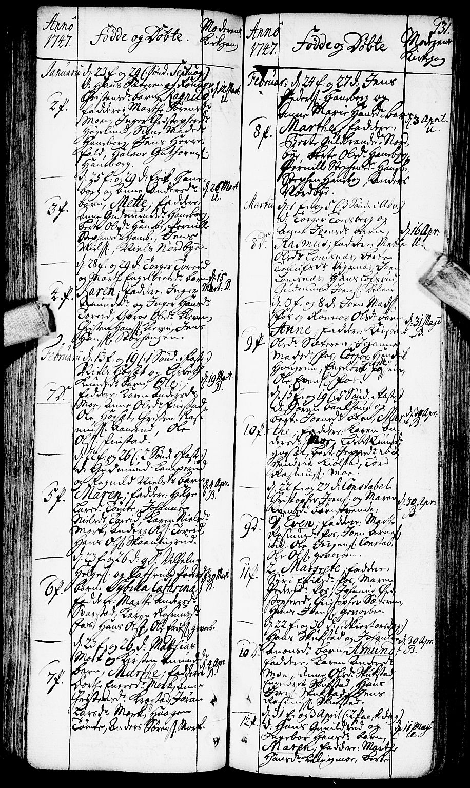 Aurskog prestekontor Kirkebøker, SAO/A-10304a/F/Fa/L0002: Parish register (official) no. I 2, 1735-1766, p. 131