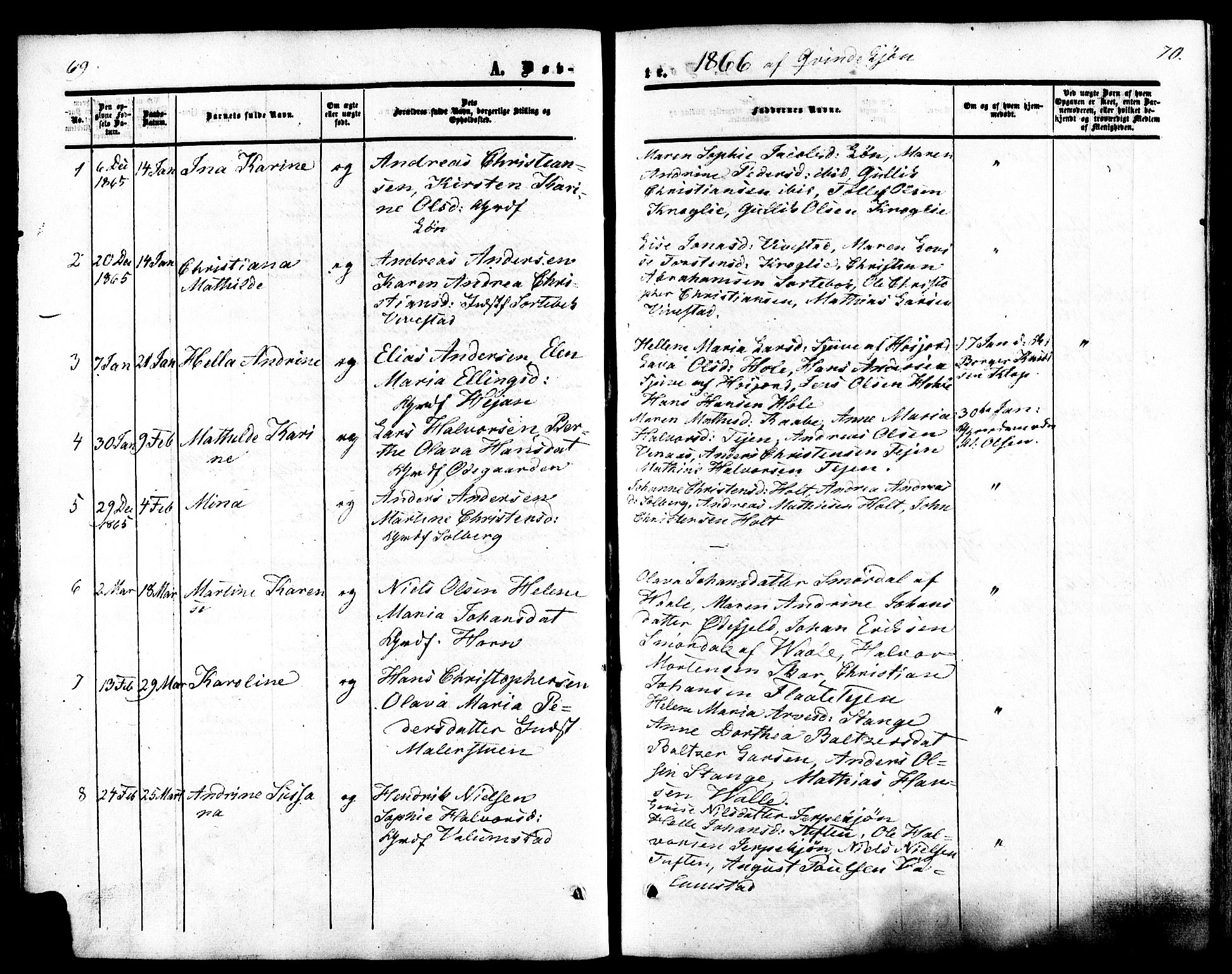 Ramnes kirkebøker, AV/SAKO-A-314/F/Fa/L0006: Parish register (official) no. I 6, 1862-1877, p. 69-70