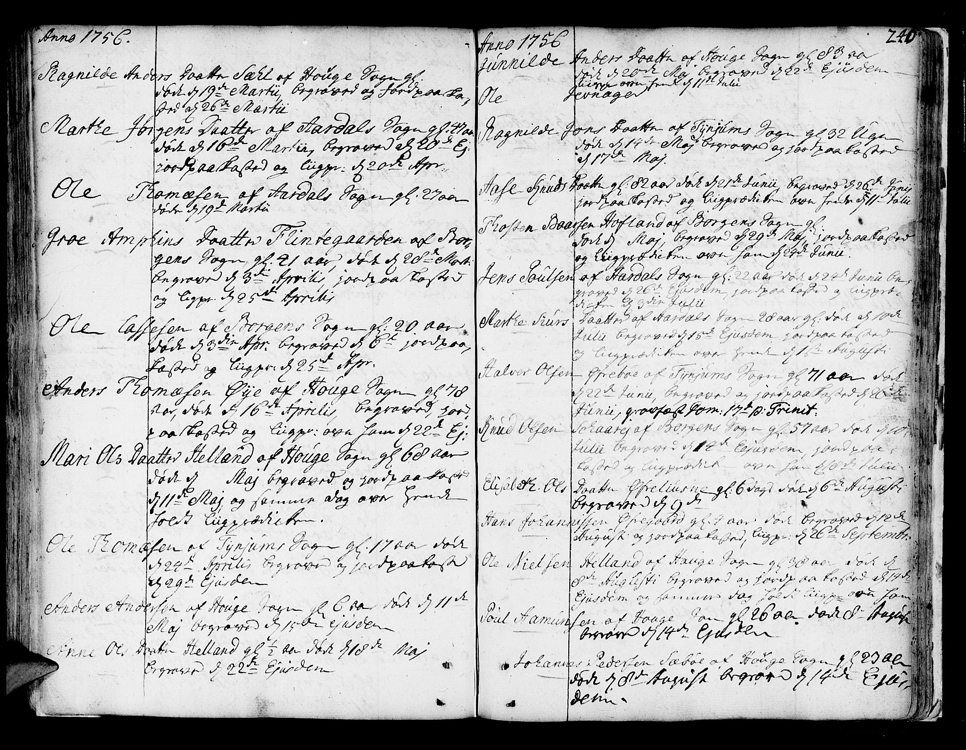 Lærdal sokneprestembete, SAB/A-81201: Parish register (official) no. A 2, 1752-1782, p. 240
