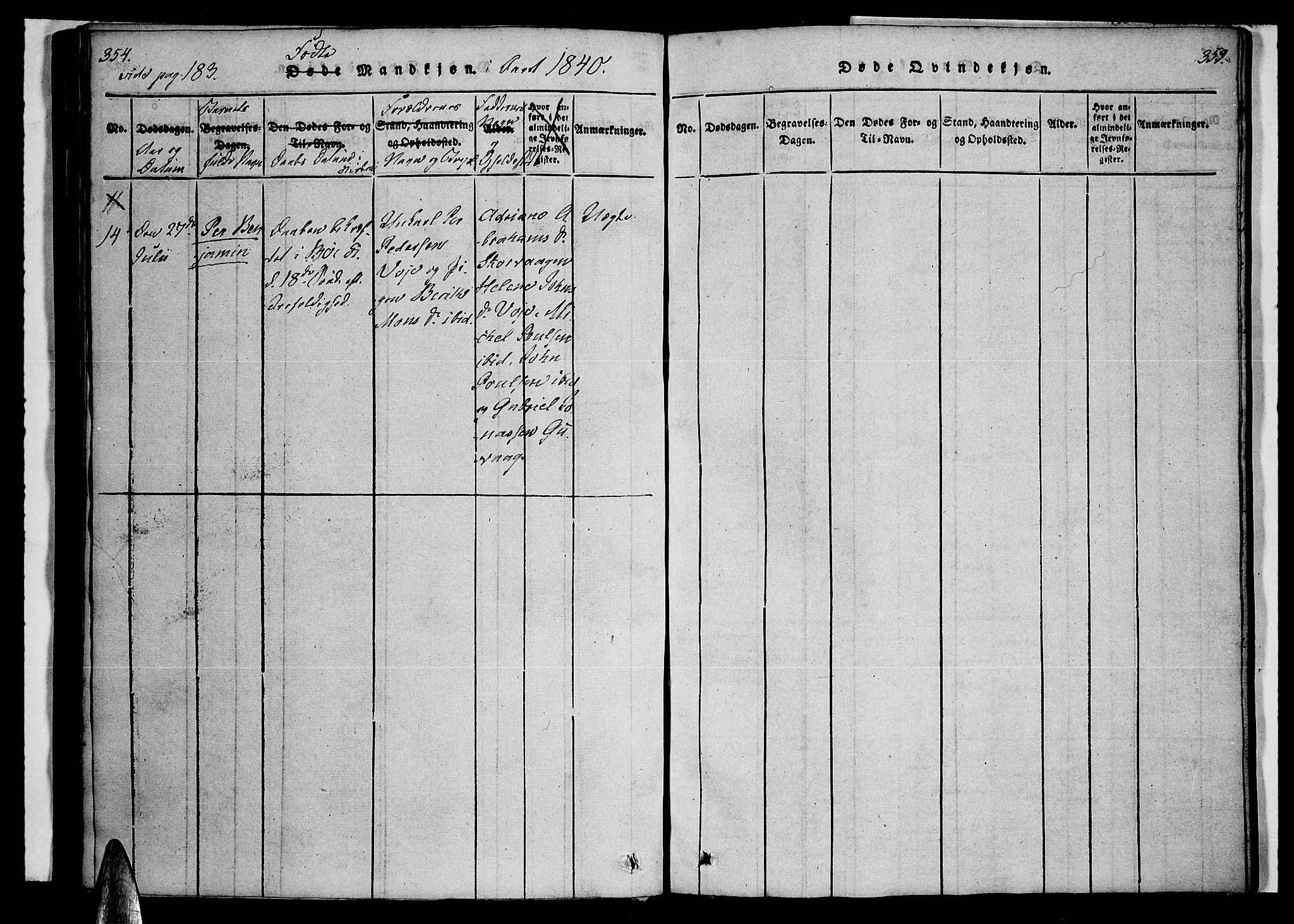Ministerialprotokoller, klokkerbøker og fødselsregistre - Nordland, SAT/A-1459/891/L1298: Parish register (official) no. 891A03, 1820-1840, p. 354-355