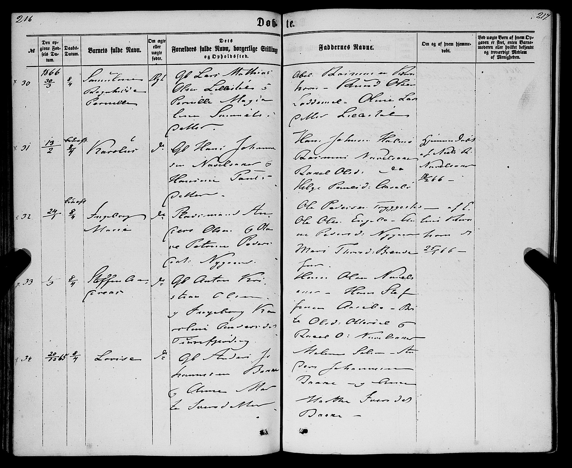 Eid sokneprestembete, AV/SAB-A-82301/H/Haa/Haaa/L0009: Parish register (official) no. A 9, 1861-1868, p. 216-217