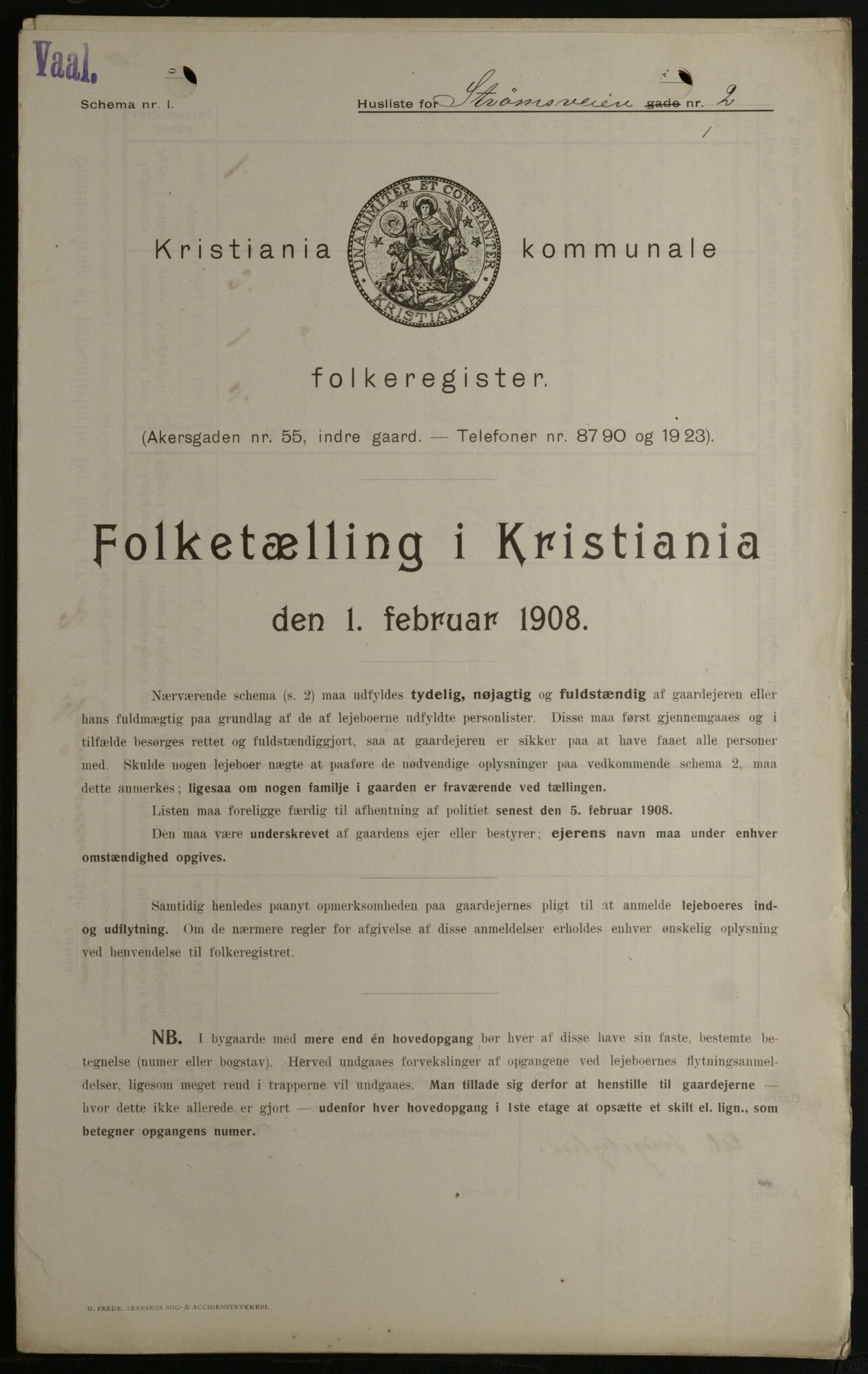 OBA, Municipal Census 1908 for Kristiania, 1908, p. 93492