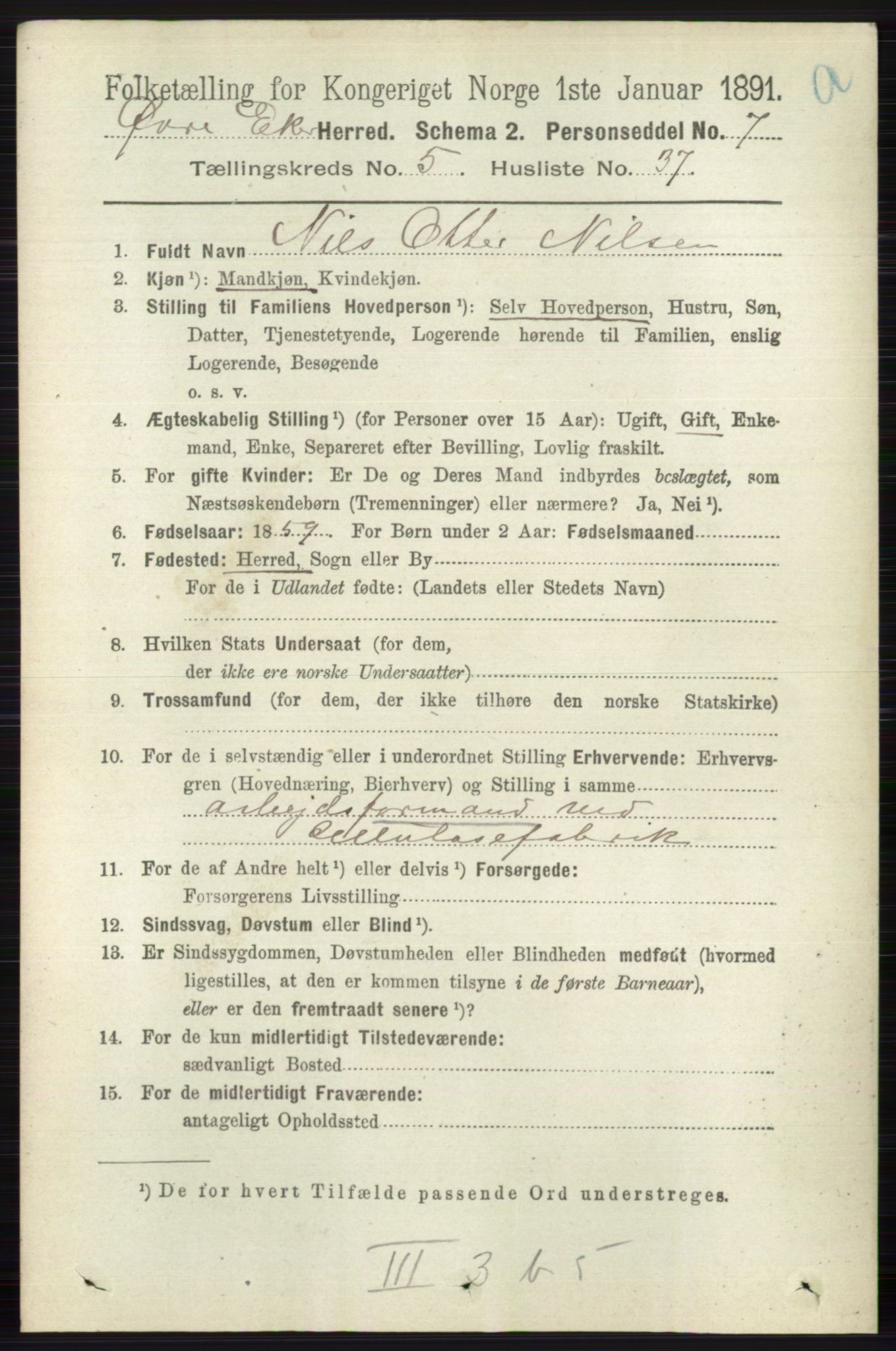 RA, 1891 census for 0624 Øvre Eiker, 1891, p. 2040