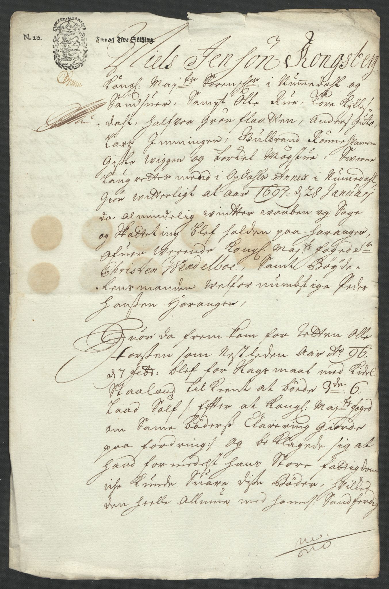 Rentekammeret inntil 1814, Reviderte regnskaper, Fogderegnskap, AV/RA-EA-4092/R24/L1576: Fogderegnskap Numedal og Sandsvær, 1696-1697, p. 336