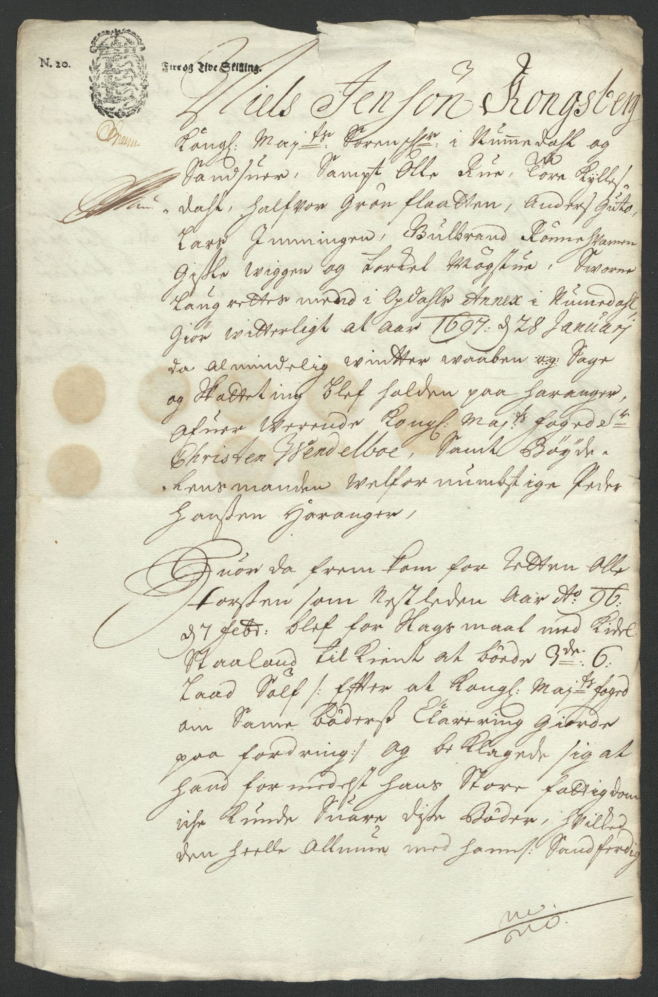 Rentekammeret inntil 1814, Reviderte regnskaper, Fogderegnskap, RA/EA-4092/R24/L1576: Fogderegnskap Numedal og Sandsvær, 1696-1697, p. 336