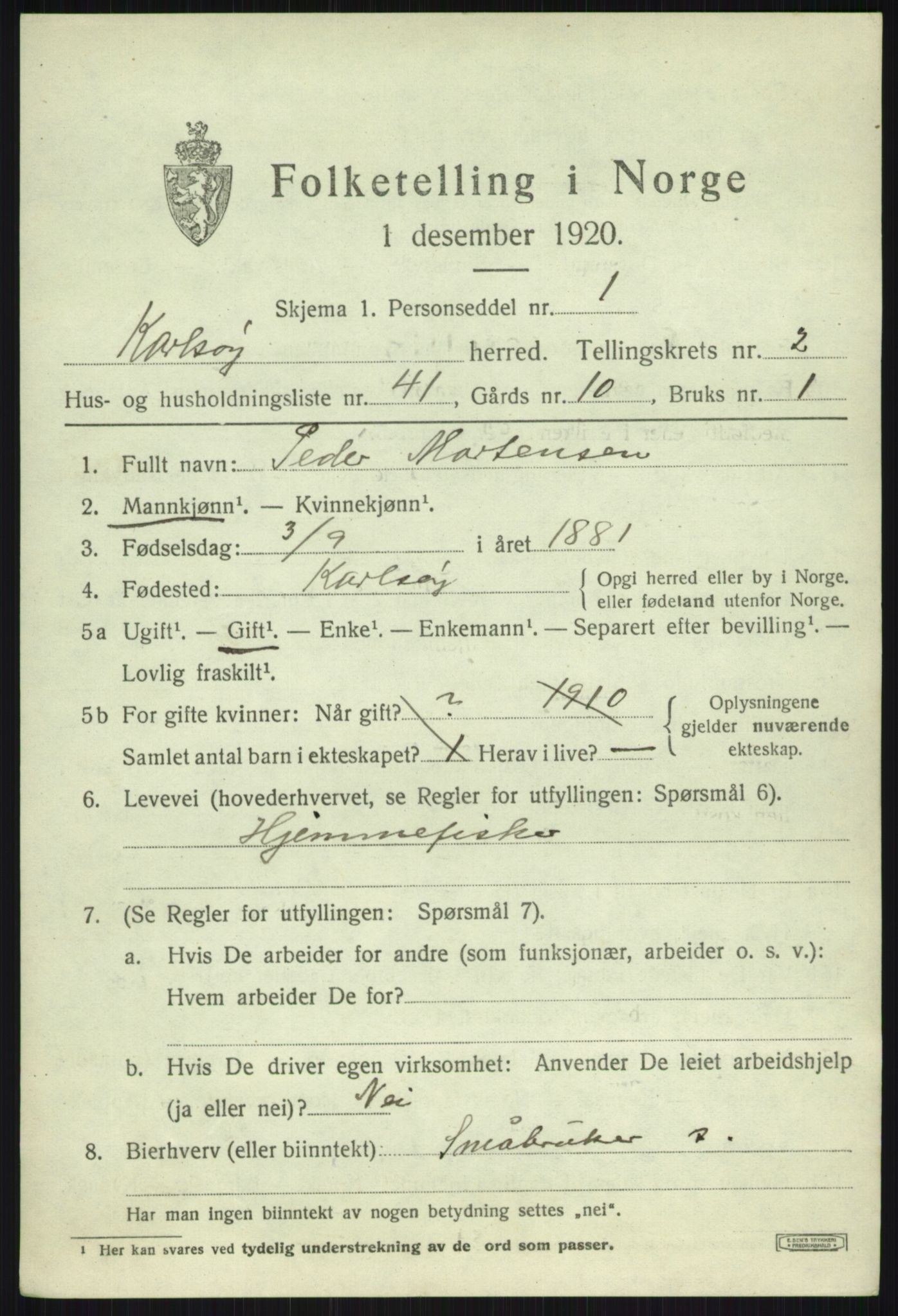 SATØ, 1920 census for Karlsøy, 1920, p. 1735