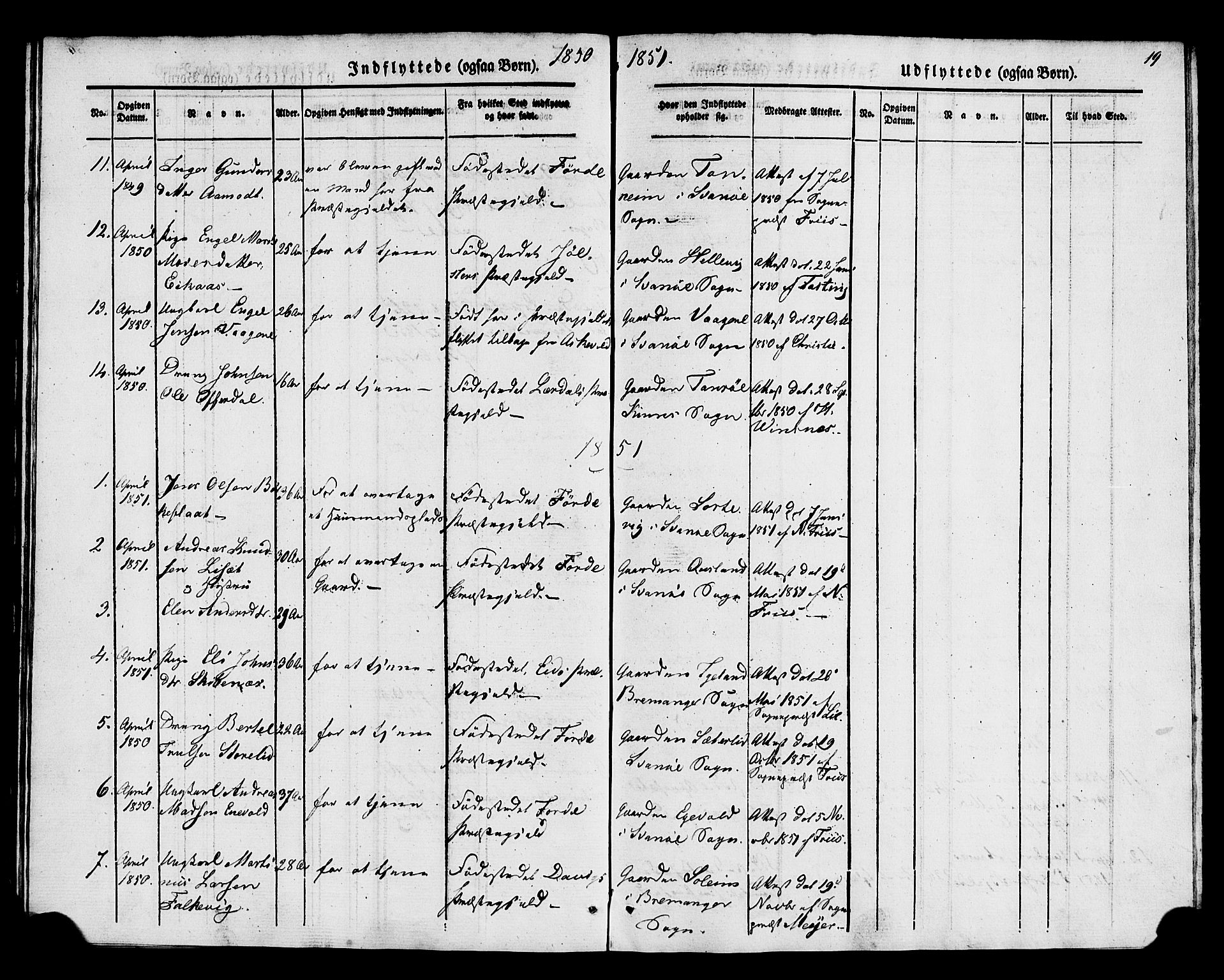 Kinn sokneprestembete, AV/SAB-A-80801/H/Haa/Haaa/L0014: Parish register (official) no. A 14, 1841-1859, p. 19