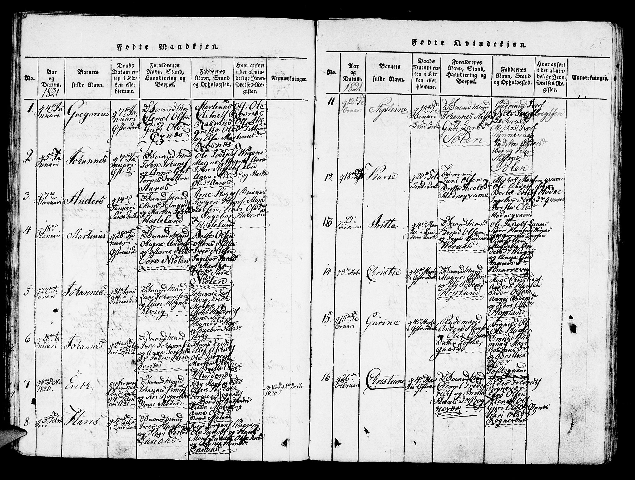 Lindås Sokneprestembete, AV/SAB-A-76701/H/Haa/Haaa/L0007: Parish register (official) no. A 7, 1816-1823, p. 65