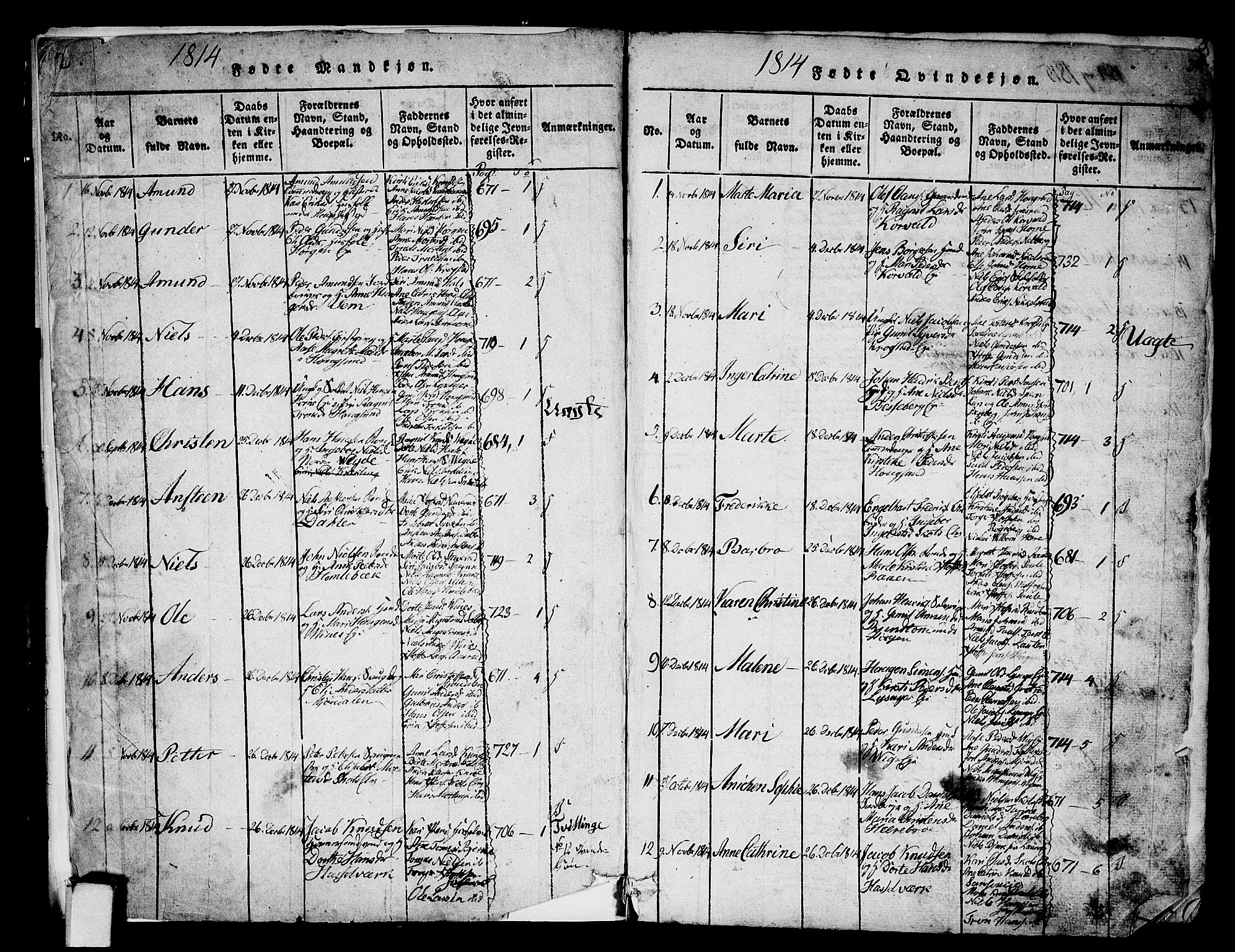 Eiker kirkebøker, SAKO/A-4/G/Ga/L0001: Parish register (copy) no. I 1, 1814-1832, p. 2-3