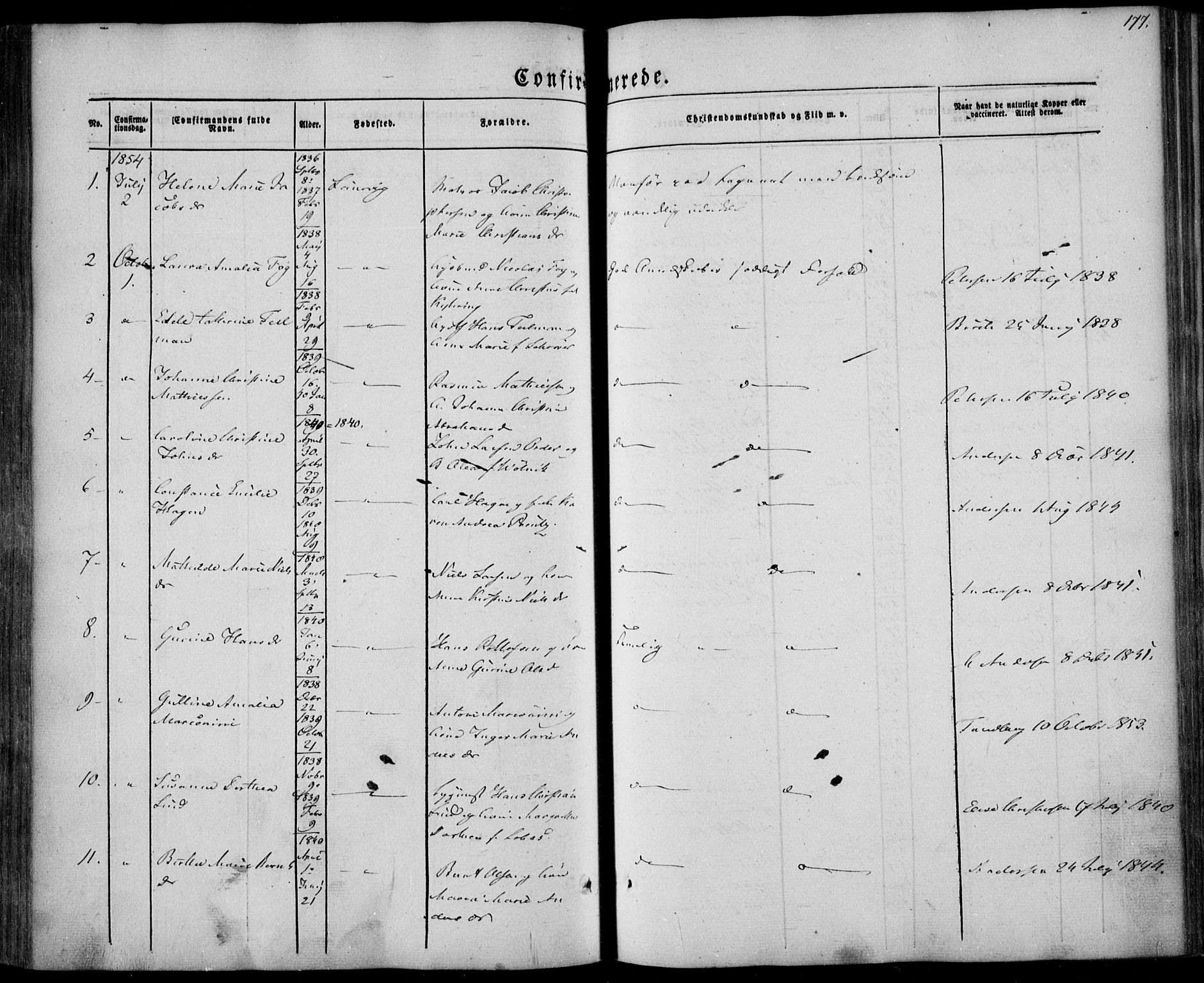 Larvik kirkebøker, AV/SAKO-A-352/F/Fa/L0003: Parish register (official) no. I 3, 1848-1856, p. 177
