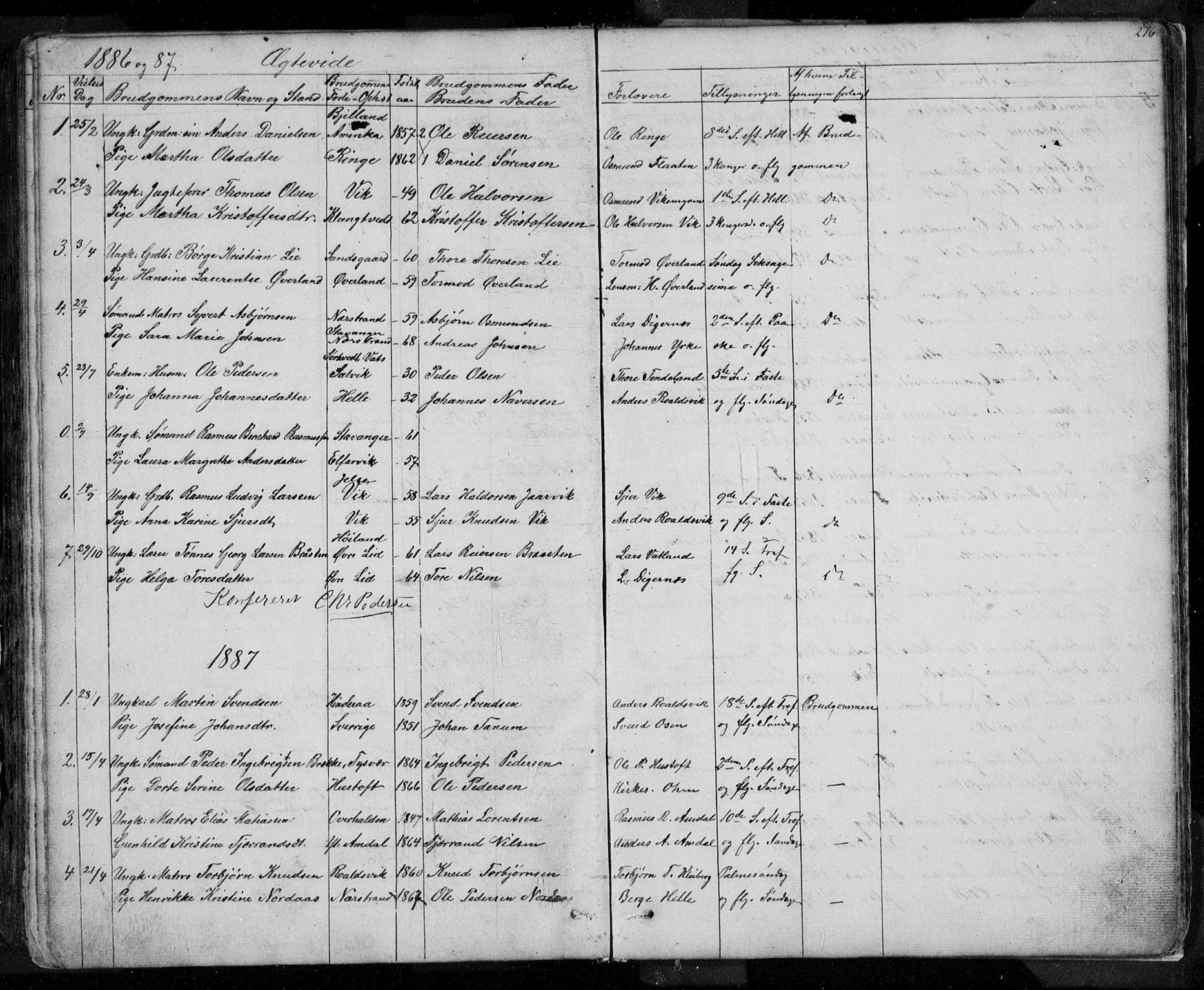 Nedstrand sokneprestkontor, SAST/A-101841/01/V: Parish register (copy) no. B 3, 1848-1933, p. 276
