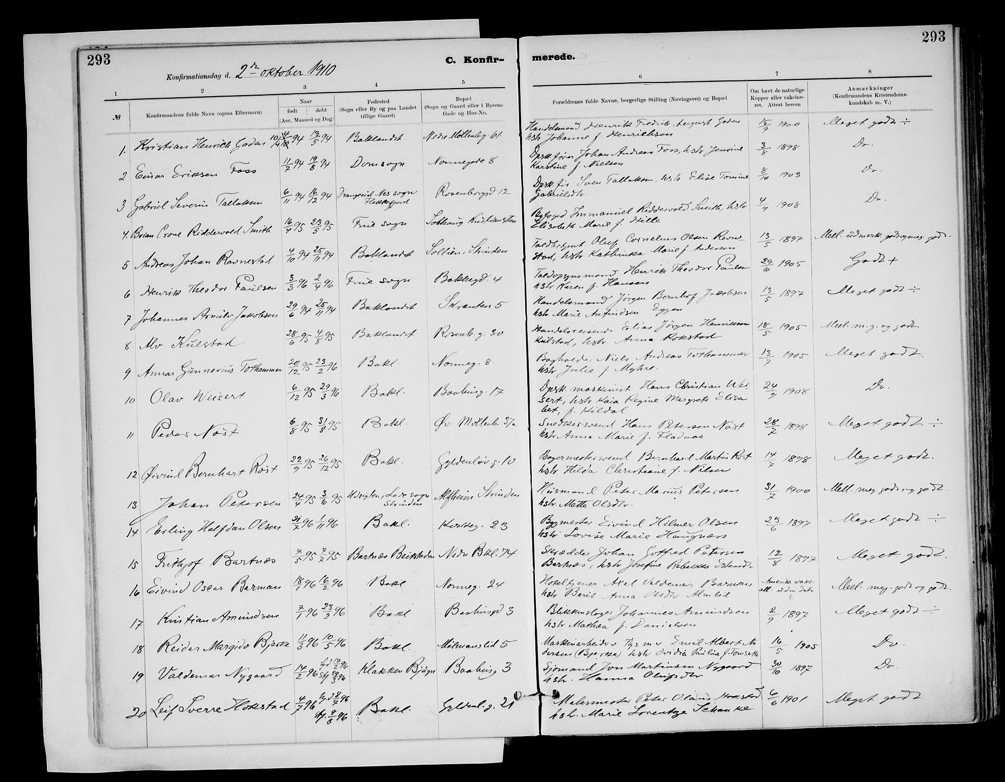 Ministerialprotokoller, klokkerbøker og fødselsregistre - Sør-Trøndelag, AV/SAT-A-1456/604/L0203: Parish register (official) no. 604A23, 1908-1916, p. 293