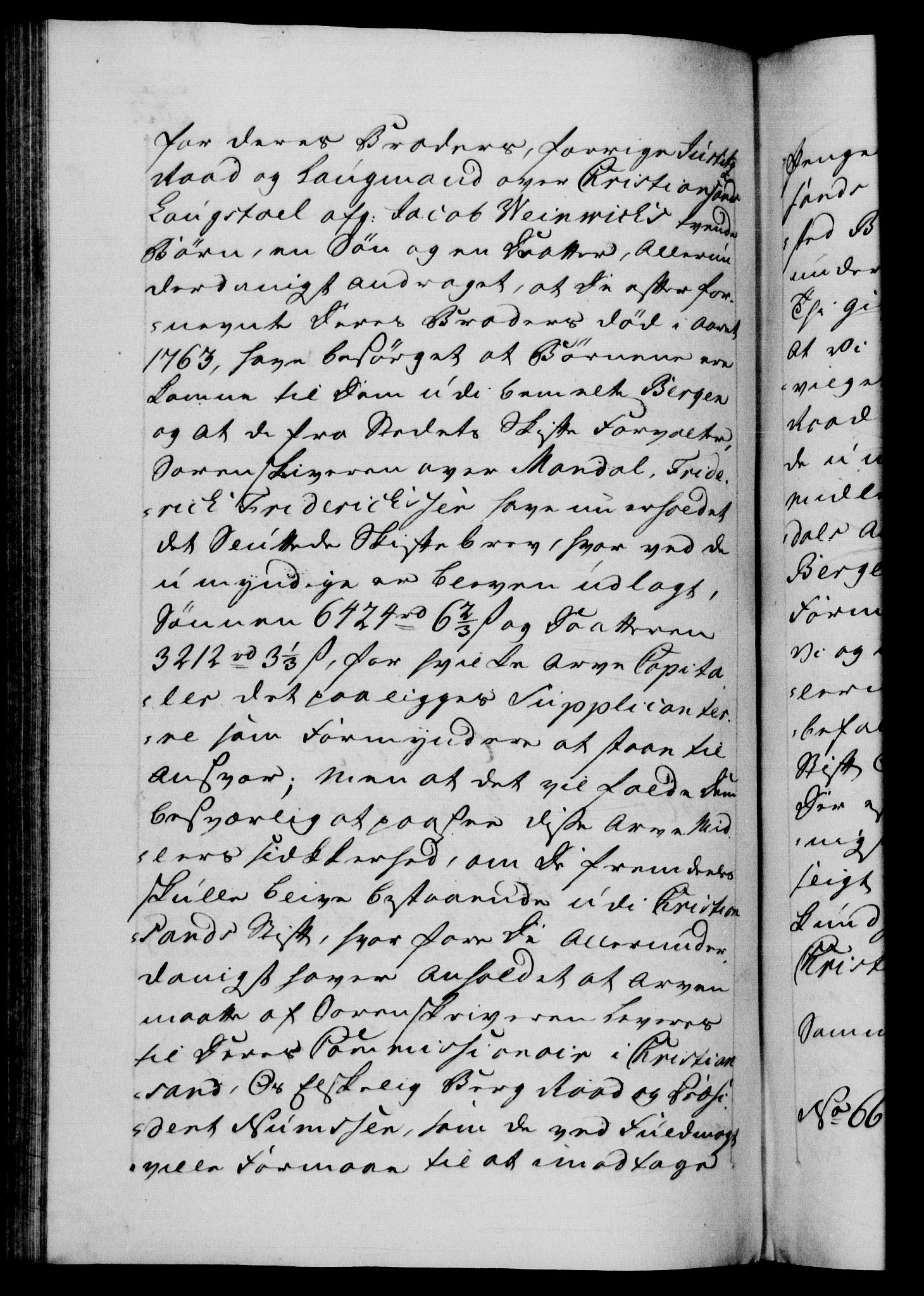 Danske Kanselli 1572-1799, AV/RA-EA-3023/F/Fc/Fca/Fcab/L0038: Norske tegnelser, 1766-1768, p. 283b